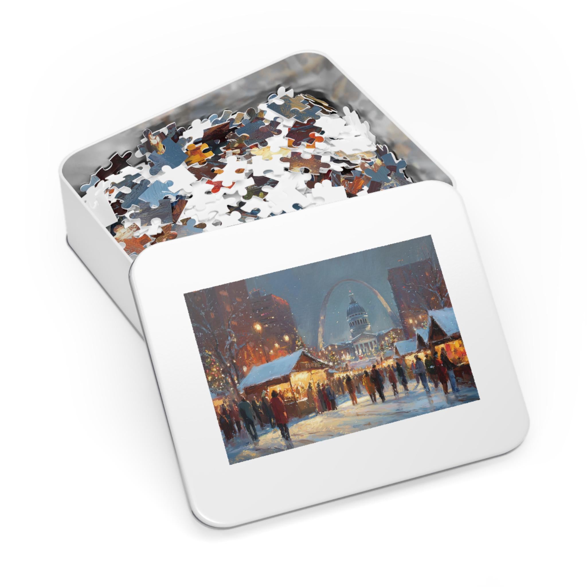 St Louis Missouri Christmas Puzzle, Personalized Gift Festive Market, Travel Keepsake, Family Holiday Souvenir