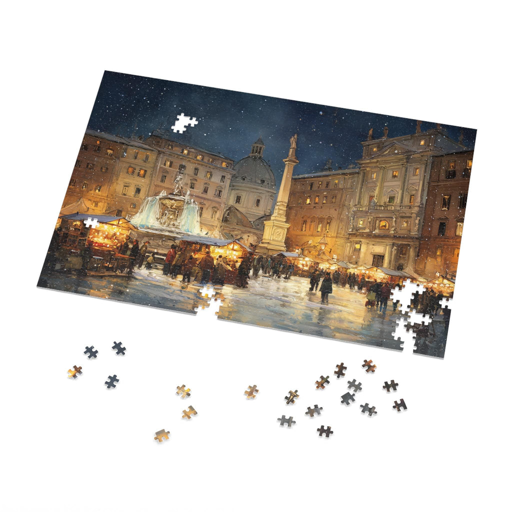 Rome Italy Christmas Puzzle, Personalized Gift Festive Market, Travel Keepsake, Family Holiday Souvenir