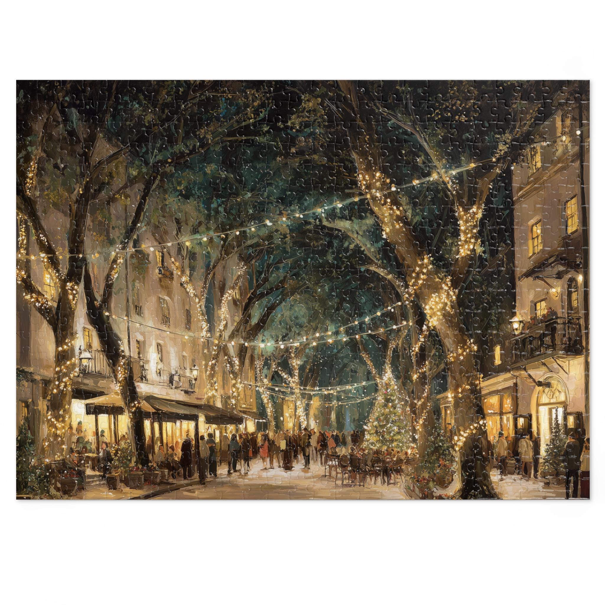 Savannah Georgia Christmas Puzzle, Personalized Gift Festive Market, Travel Keepsake, Family Holiday Souvenir