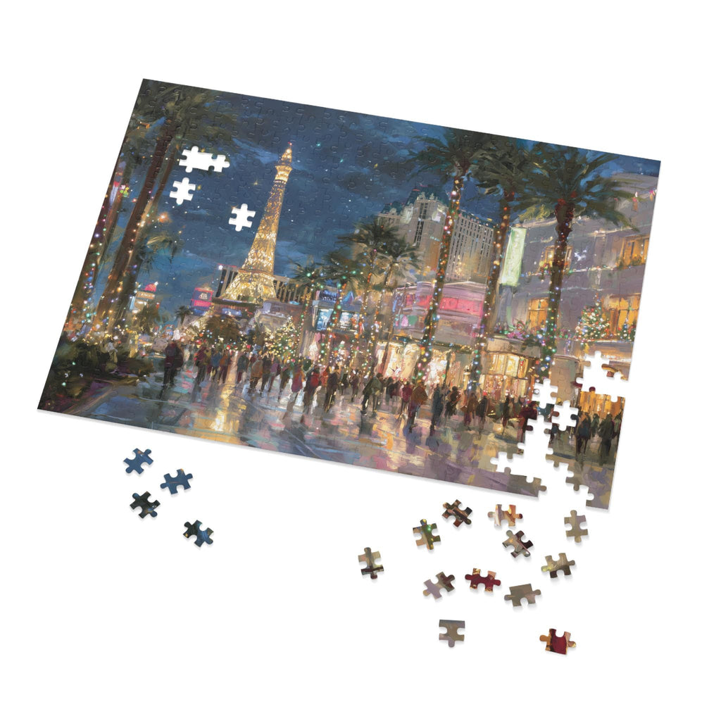 Las Vegas Nevada Christmas Puzzle, Personalized Gift Festive Market, Travel Keepsake, Family Holiday Souvenir