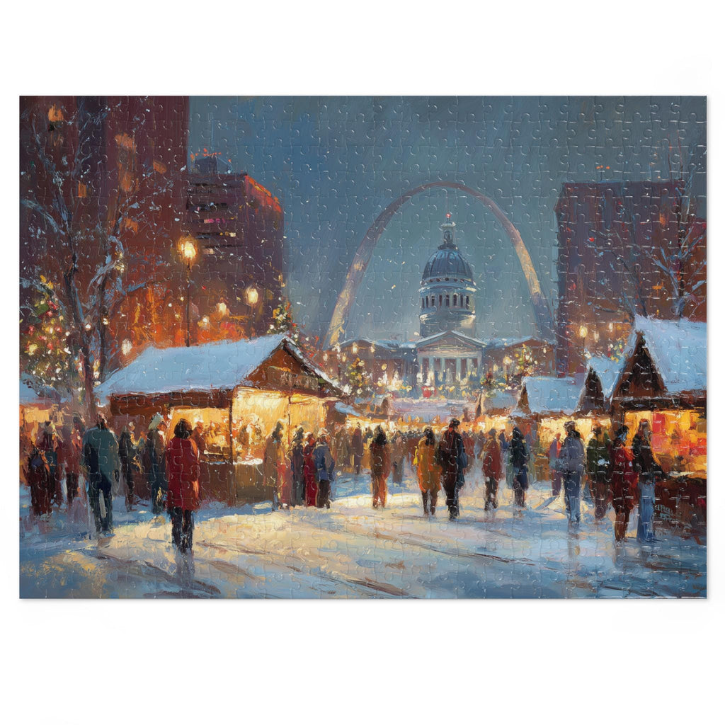 St Louis Missouri Christmas Puzzle, Personalized Gift Festive Market, Travel Keepsake, Family Holiday Souvenir