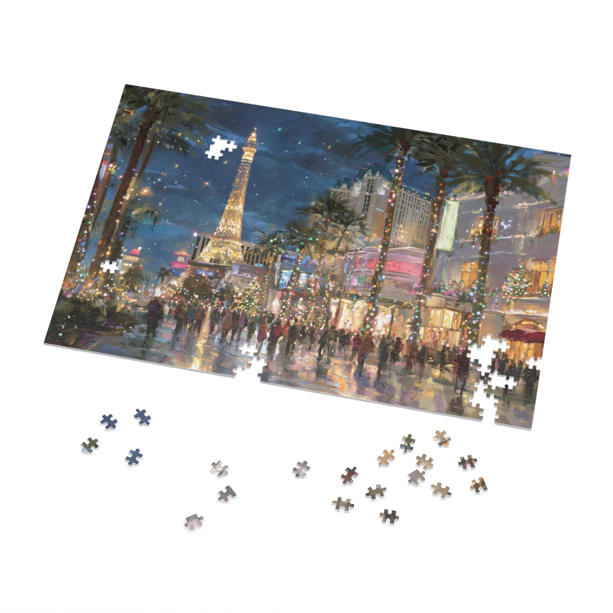 Las Vegas Nevada Christmas Puzzle, Personalized Gift Festive Market, Travel Keepsake, Family Holiday Souvenir