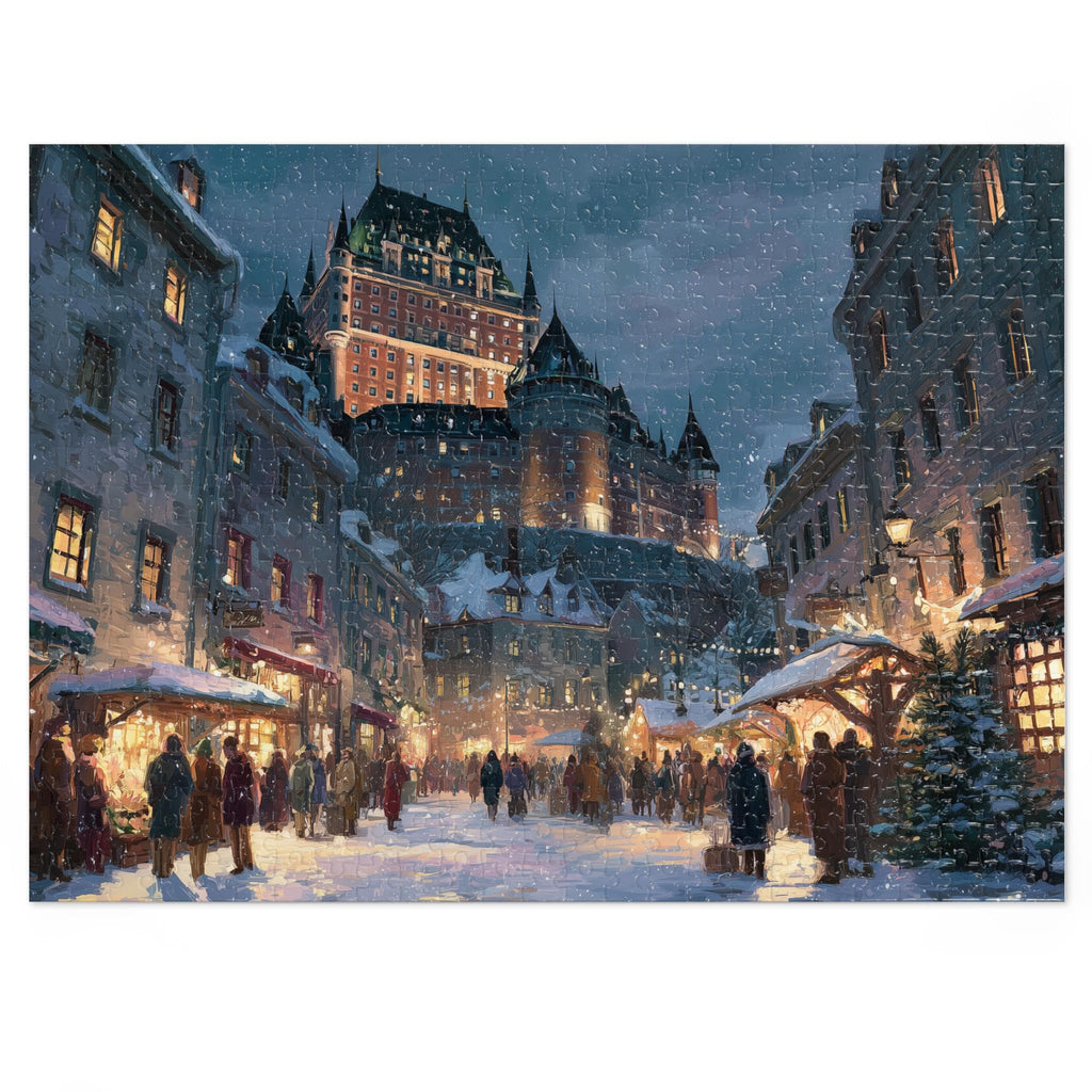 Qubec City Canada Christmas Puzzle, Personalized Gift Festive Market, Travel Keepsake, Family Holiday Souvenir