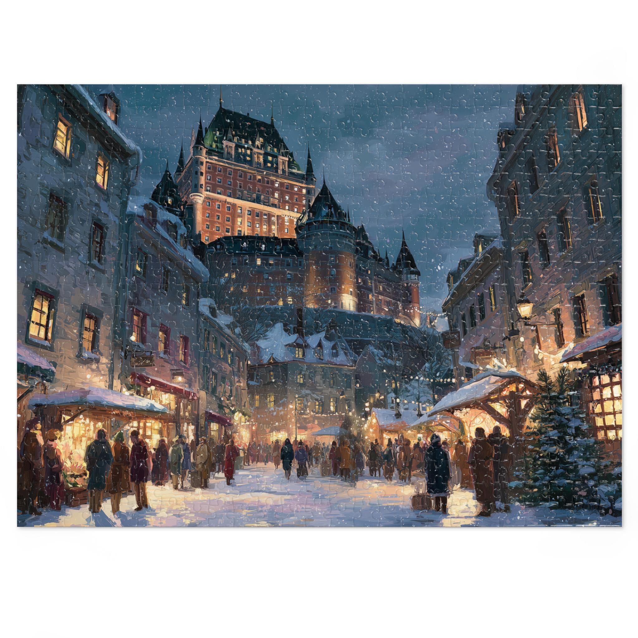 Qubec City Canada Christmas Puzzle, Personalized Gift Festive Market, Travel Keepsake, Family Holiday Souvenir