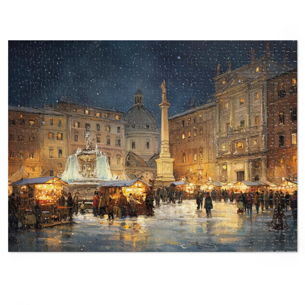 Rome Italy Christmas Puzzle, Personalized Gift Festive Market, Travel Keepsake, Family Holiday Souvenir