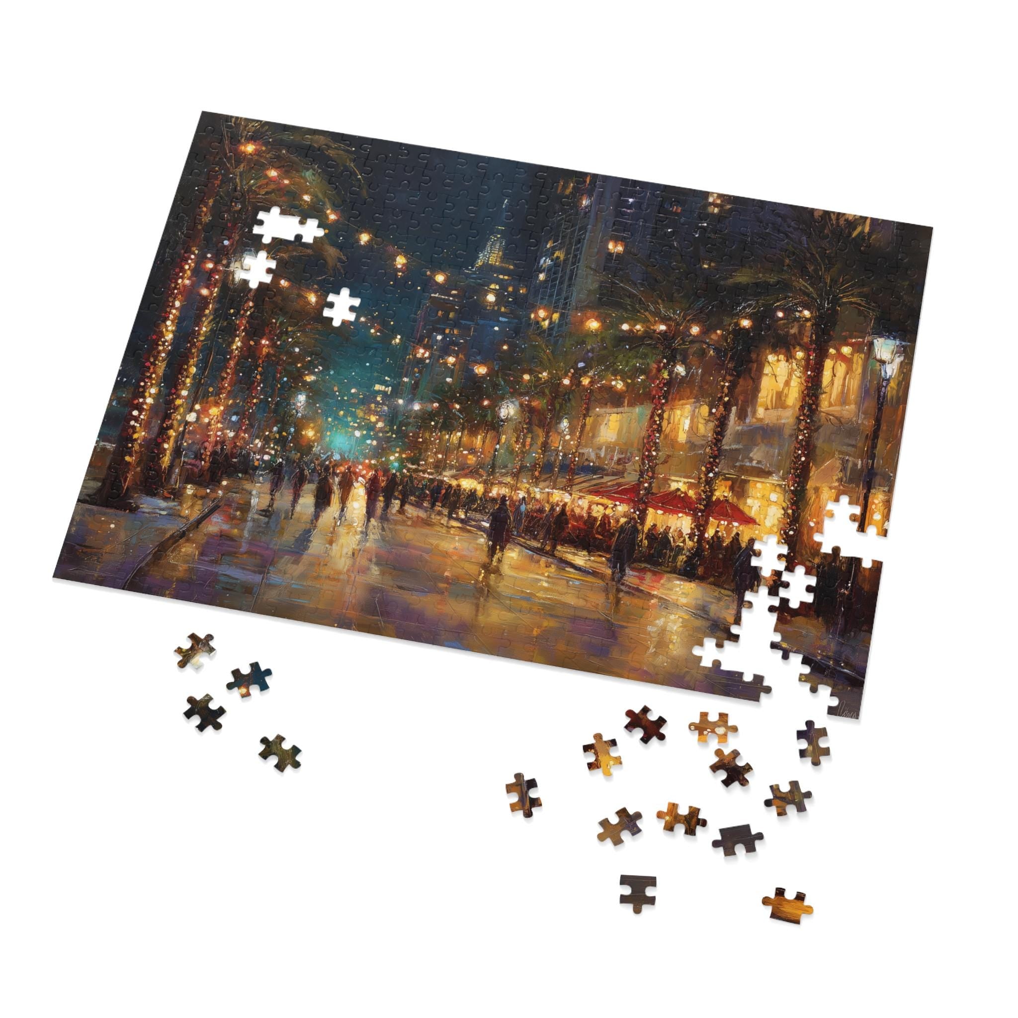 Houston Texas Christmas Puzzle, Personalized Gift Festive Market, Travel Keepsake, Family Holiday Souvenir