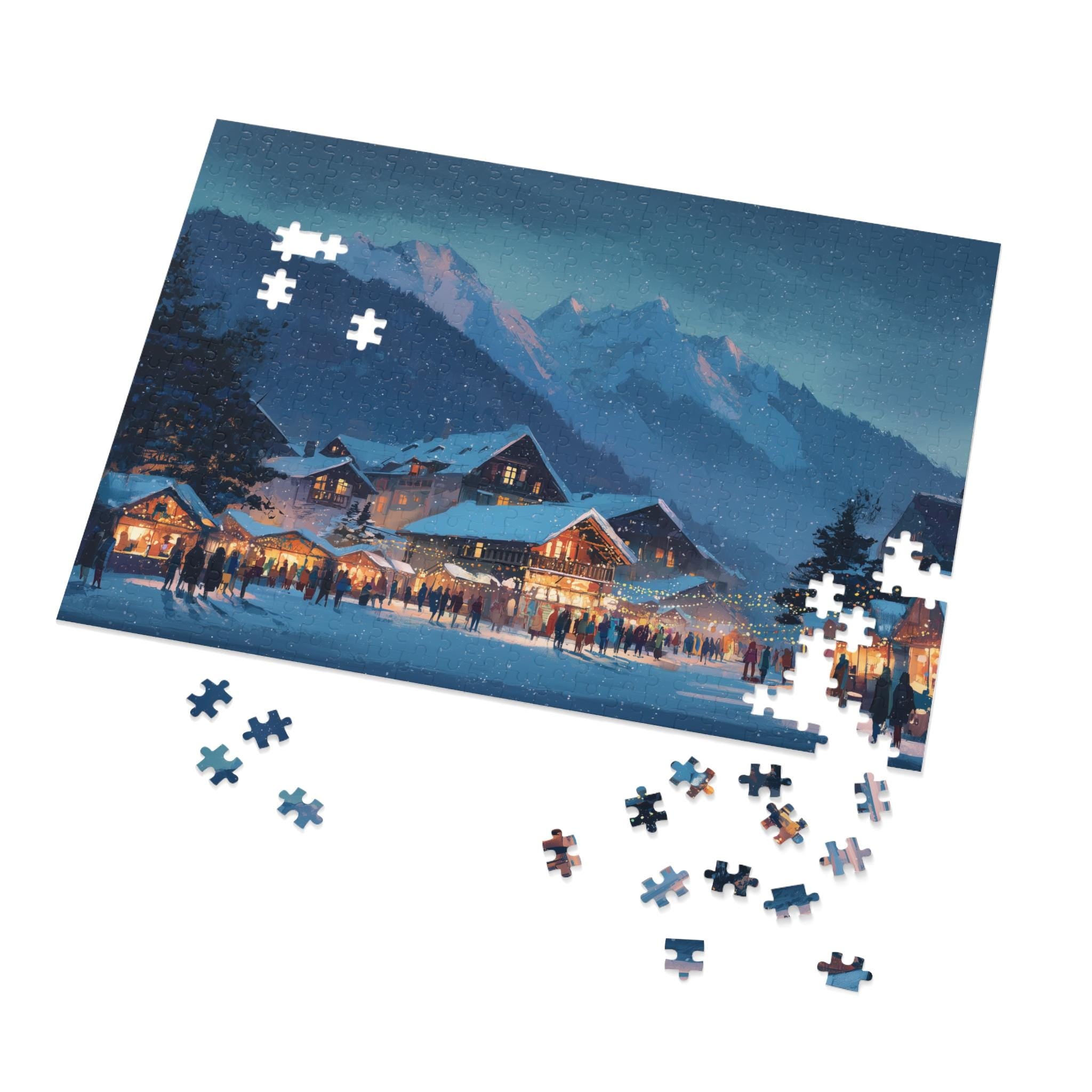 Interlaken Switzerland Christmas Puzzle, Personalized Gift Festive Market, Travel Keepsake, Family Holiday Souvenir