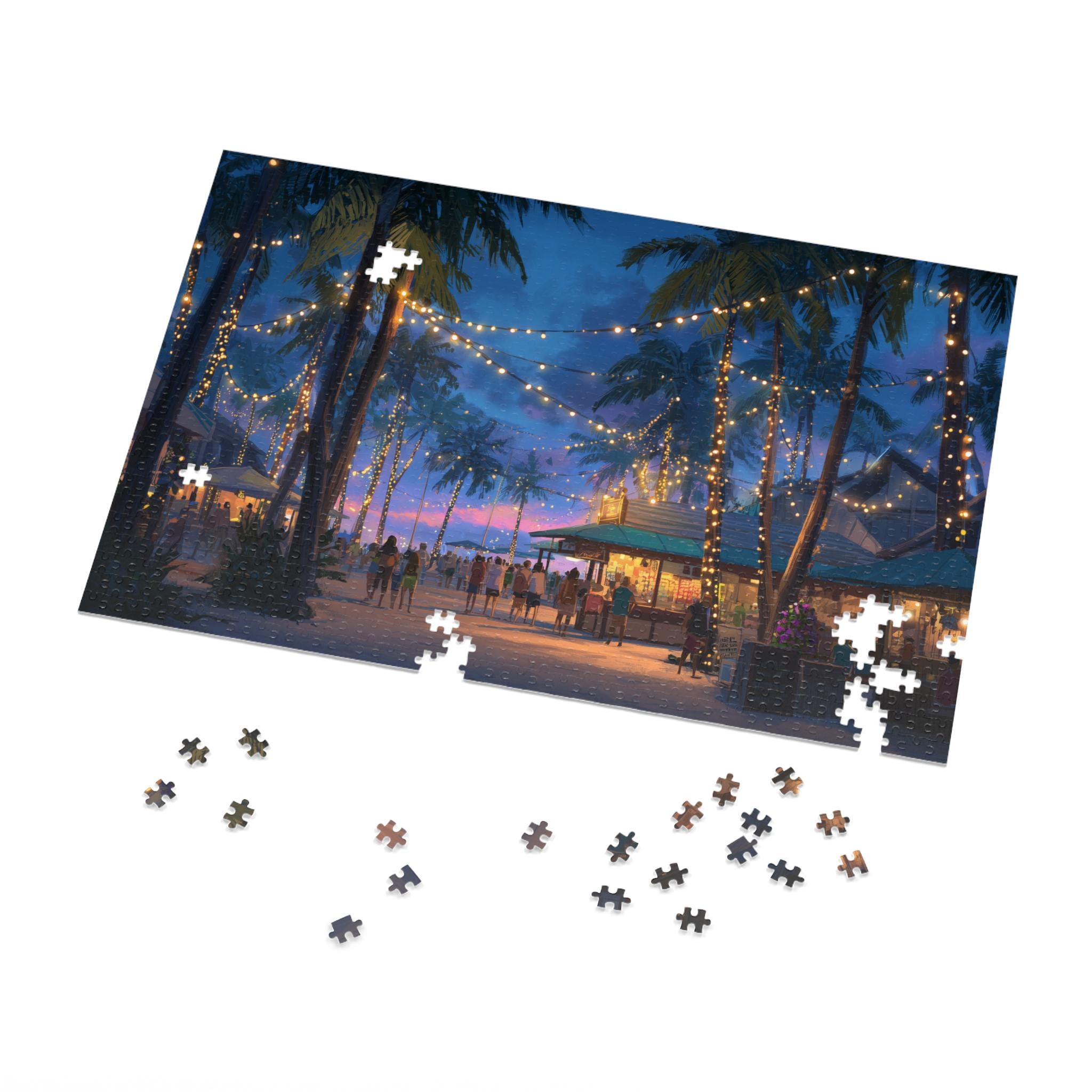 Honolulu Hawaii Christmas Puzzle, Personalized Gift Festive Market, Travel Keepsake, Family Holiday Souvenir