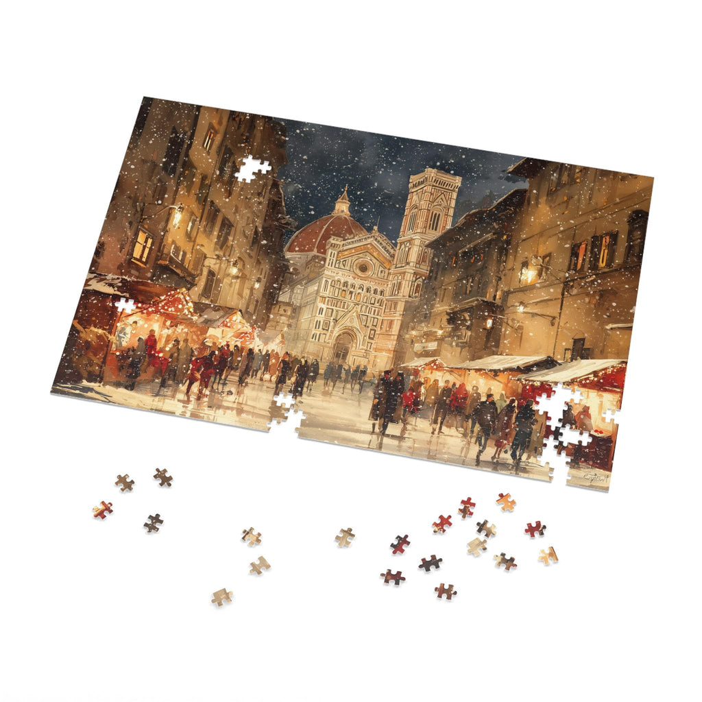 Florence Italy Christmas Puzzle, Personalized Gift Festive Market, Travel Keepsake, Family Holiday Souvenir