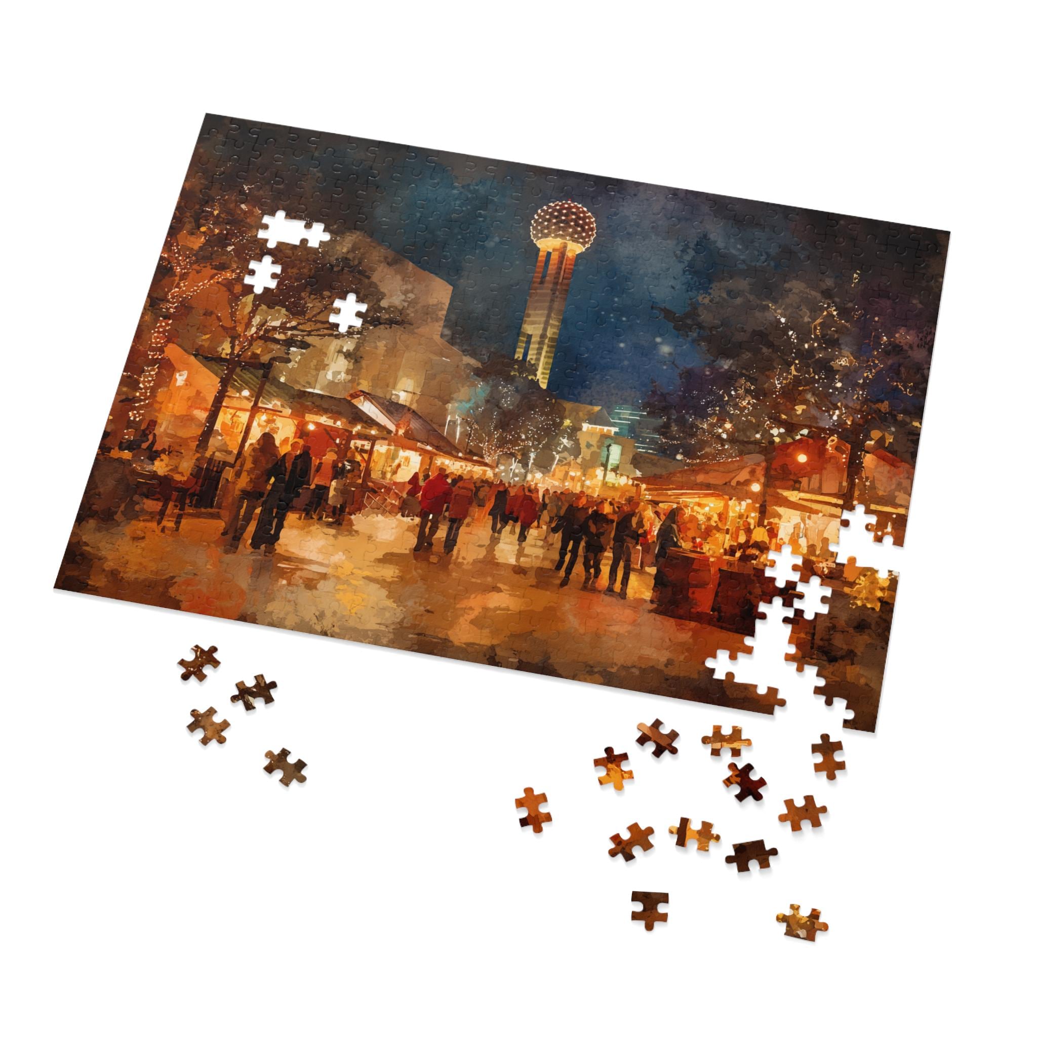 Dallas Texas Christmas Puzzle, Personalized Gift Festive Market, Travel Keepsake, Family Holiday Souvenir