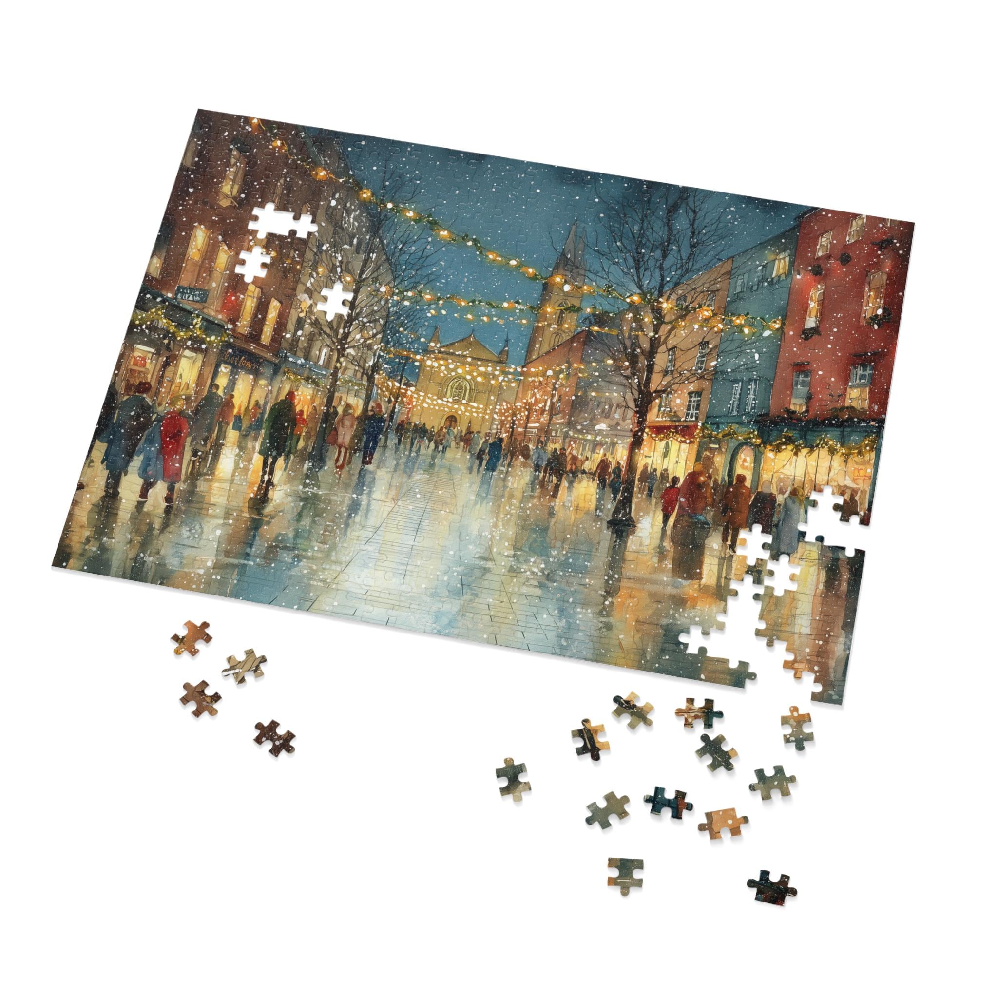 Dublin Ireland Christmas Puzzle, Personalized Gift Festive Market, Travel Keepsake, Family Holiday Souvenir