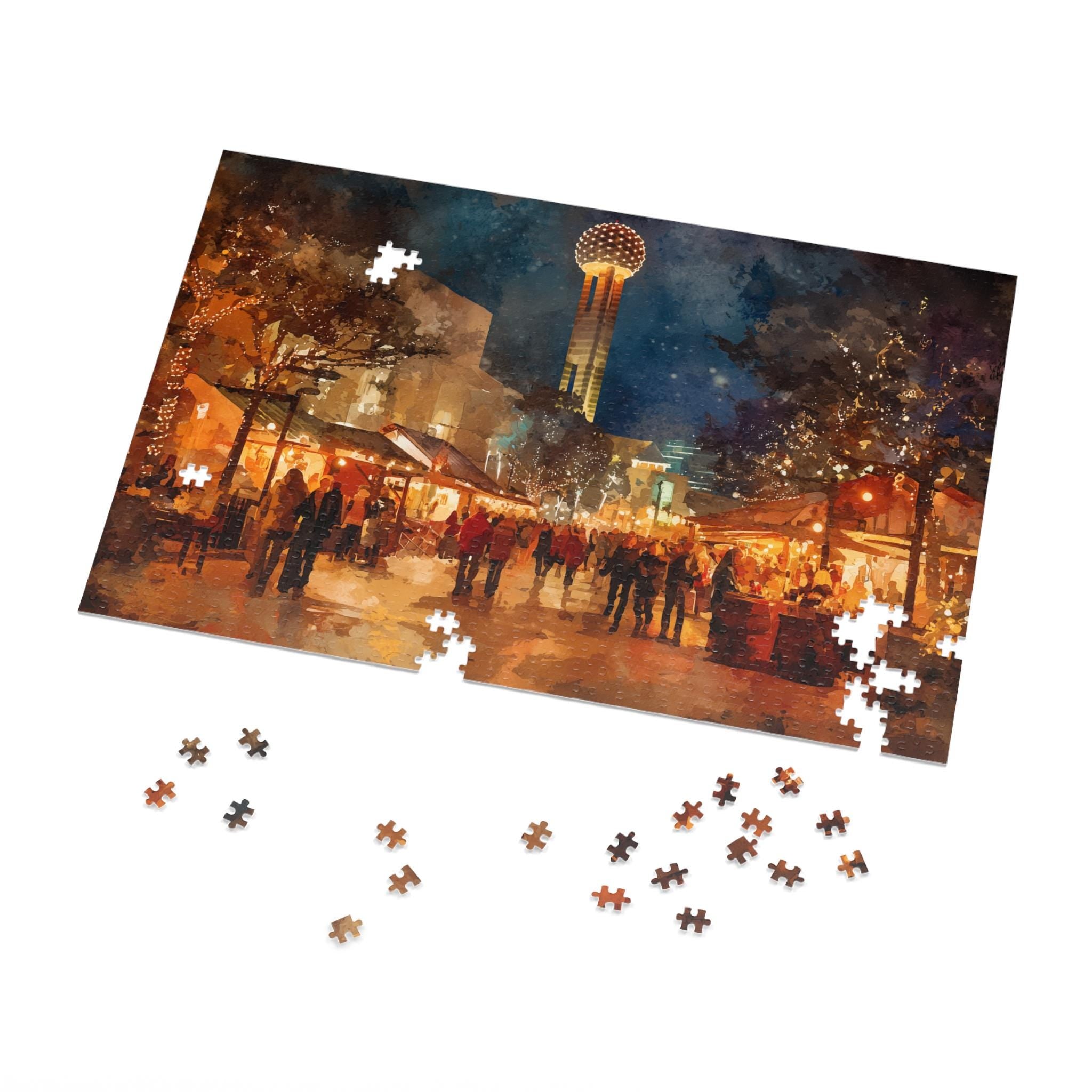Dallas Texas Christmas Puzzle, Personalized Gift Festive Market, Travel Keepsake, Family Holiday Souvenir