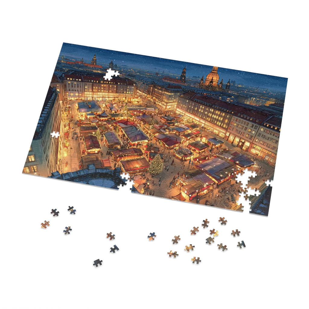 Dresdens Striezelmarkt Germany Christmas Puzzle, Personalized Gift Festive Market, Travel Keepsake, Family Holiday Souvenir