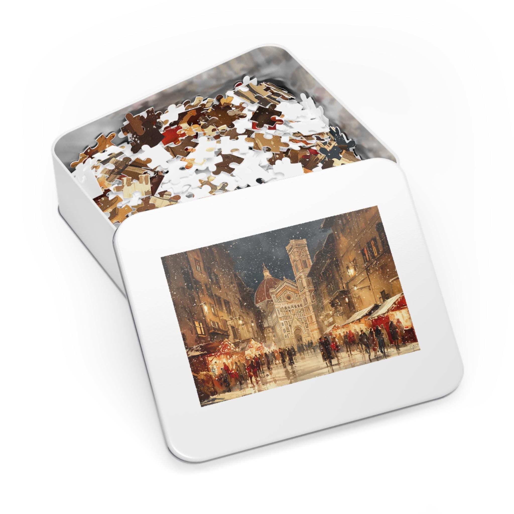Florence Italy Christmas Puzzle, Personalized Gift Festive Market, Travel Keepsake, Family Holiday Souvenir