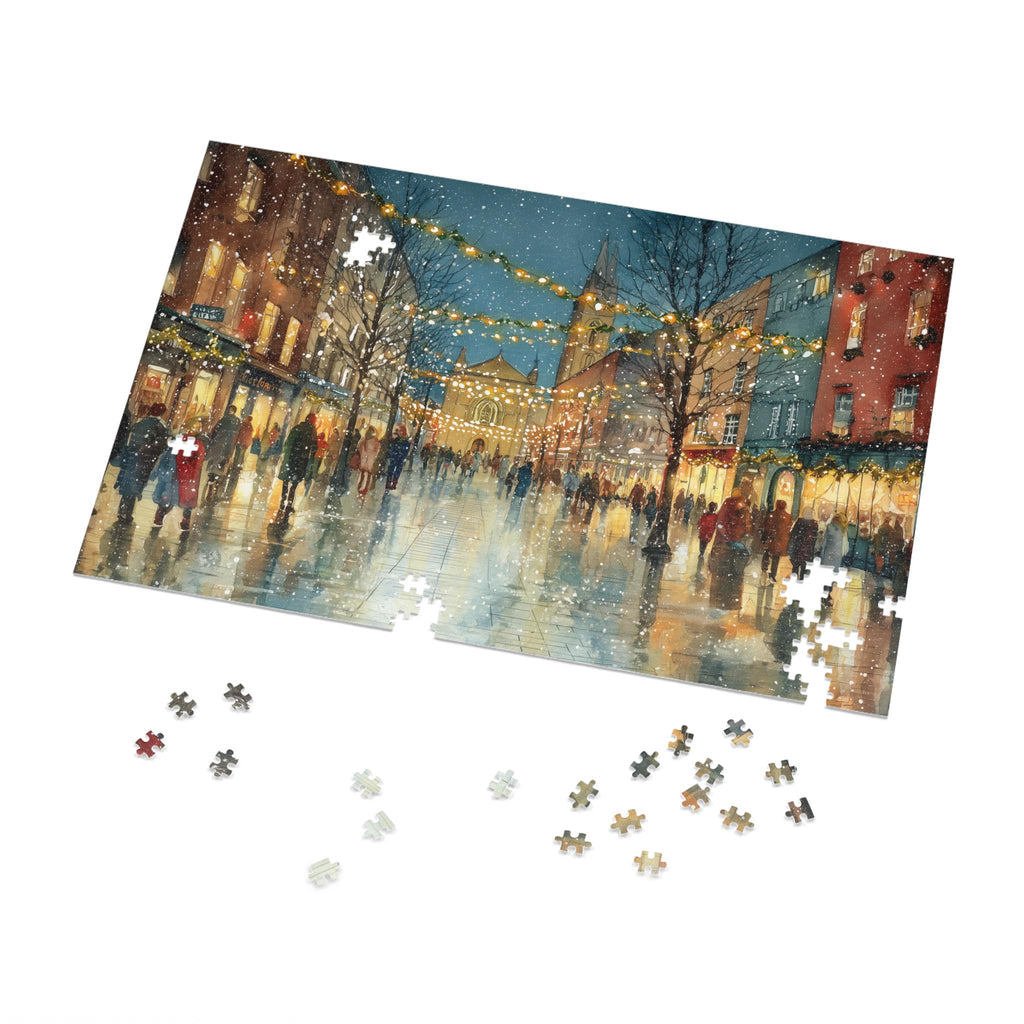 Dublin Ireland Christmas Puzzle, Personalized Gift Festive Market, Travel Keepsake, Family Holiday Souvenir