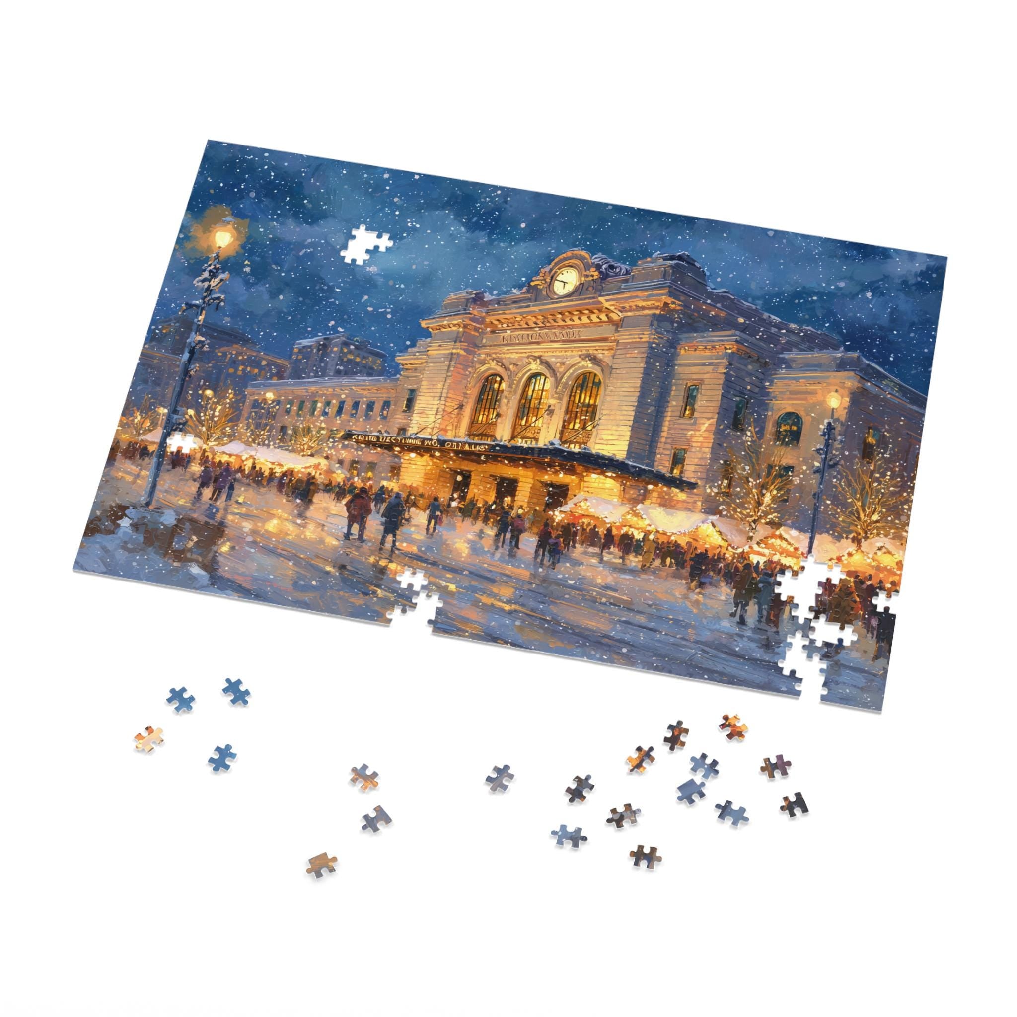 Denver Colorado Christmas Puzzle, Personalized Gift Festive Market, Travel Keepsake, Family Holiday Souvenir