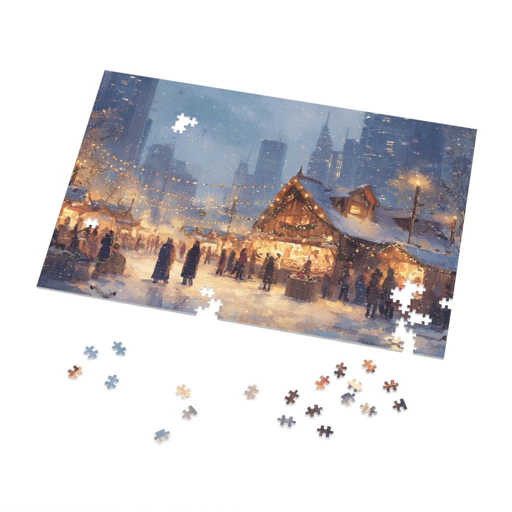 Chicago Illinois Christmas Puzzle, Personalized Gift Festive Market, Travel Keepsake, Family Holiday Souvenir