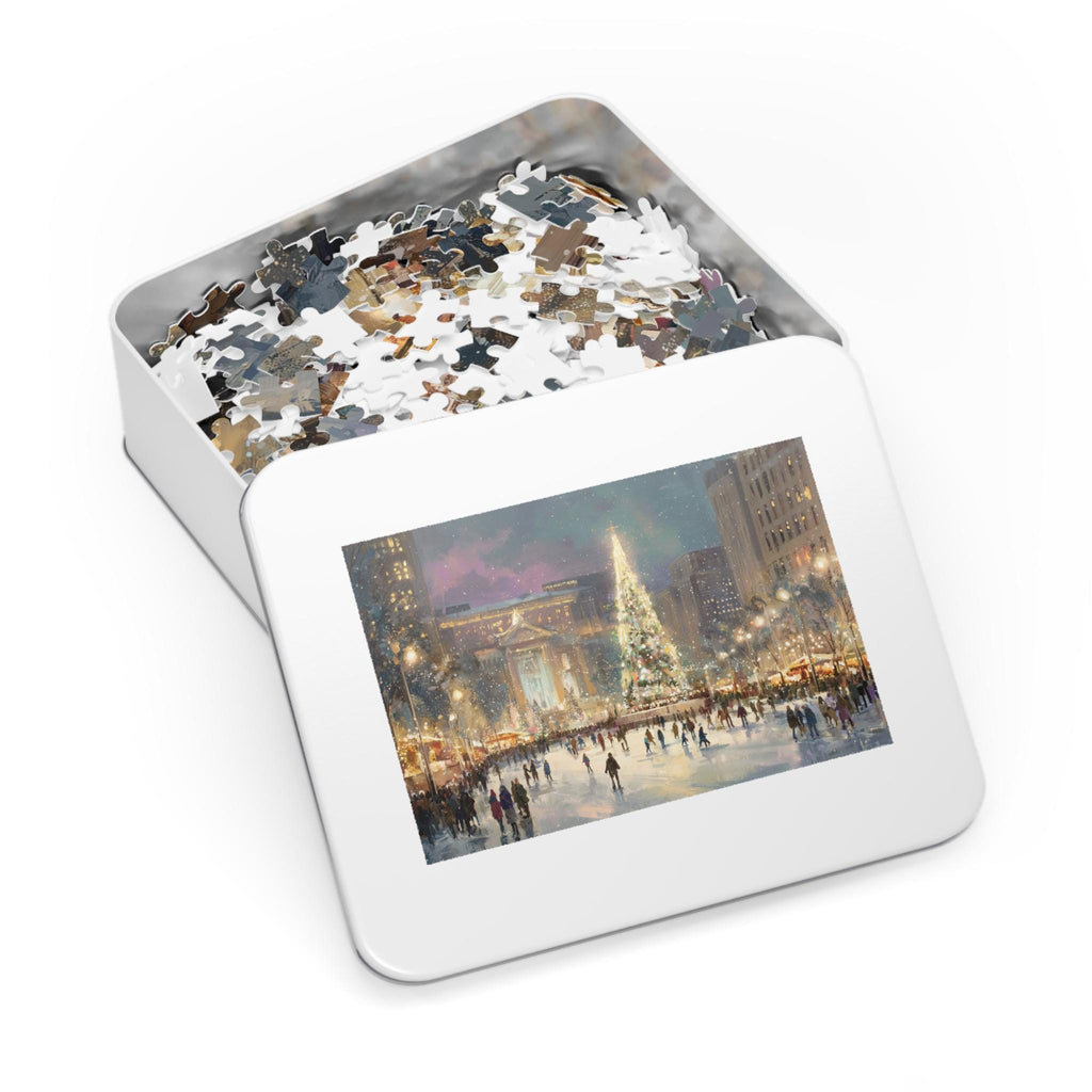 Detroit Michigan Christmas Puzzle, Personalized Gift Festive Market, Travel Keepsake, Family Holiday Souvenir