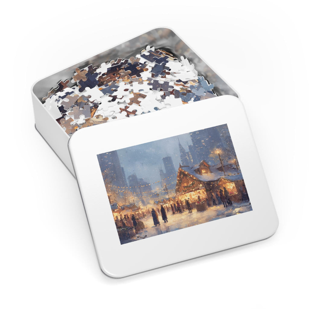 Chicago Illinois Christmas Puzzle, Personalized Gift Festive Market, Travel Keepsake, Family Holiday Souvenir