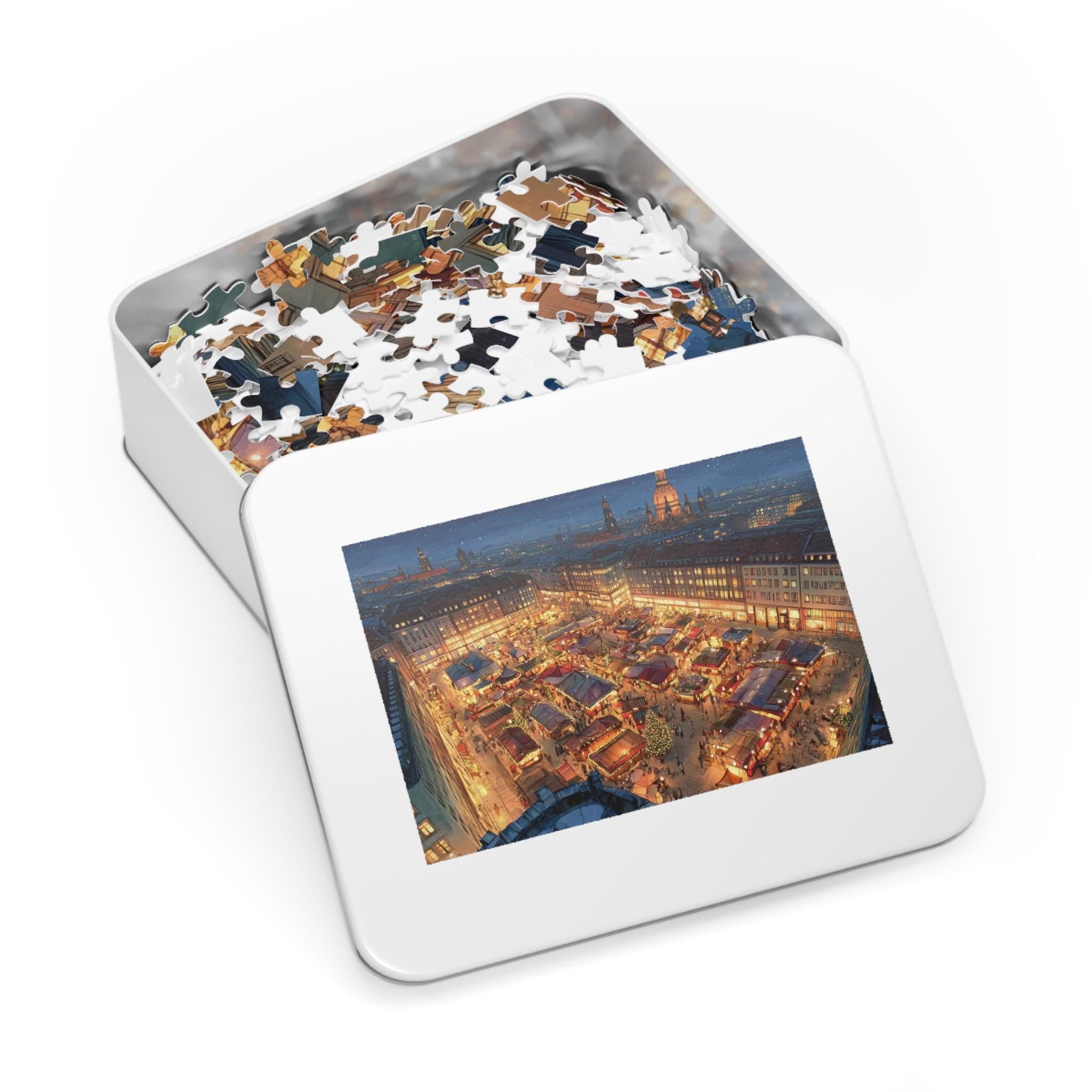 Dresdens Striezelmarkt Germany Christmas Puzzle, Personalized Gift Festive Market, Travel Keepsake, Family Holiday Souvenir