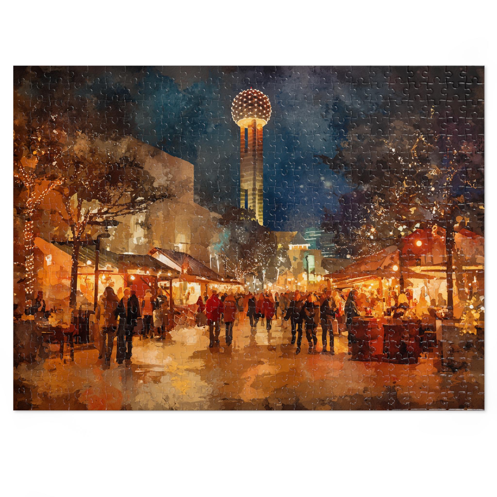 Dallas Texas Christmas Puzzle, Personalized Gift Festive Market, Travel Keepsake, Family Holiday Souvenir