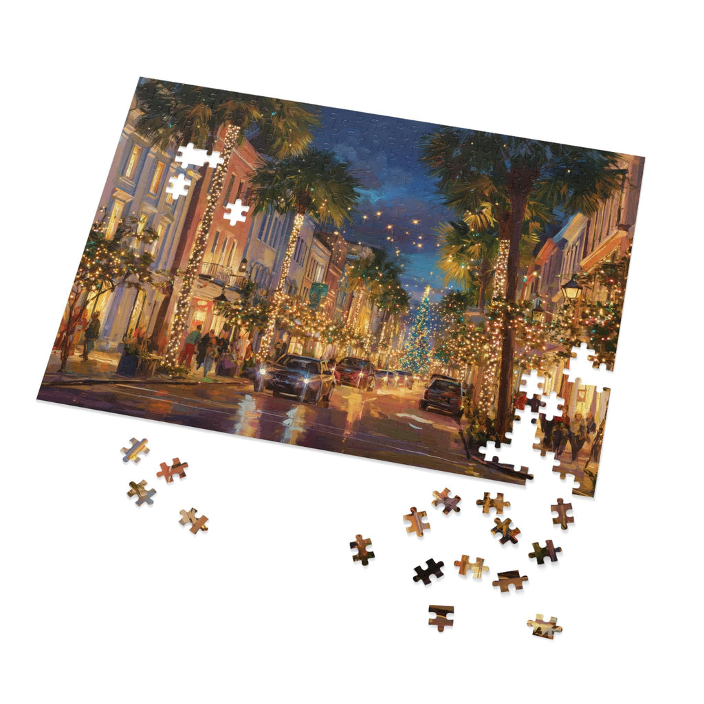Charleston South Carolina Christmas Puzzle, Personalized Gift Festive Market, Travel Keepsake, Family Holiday Souvenir