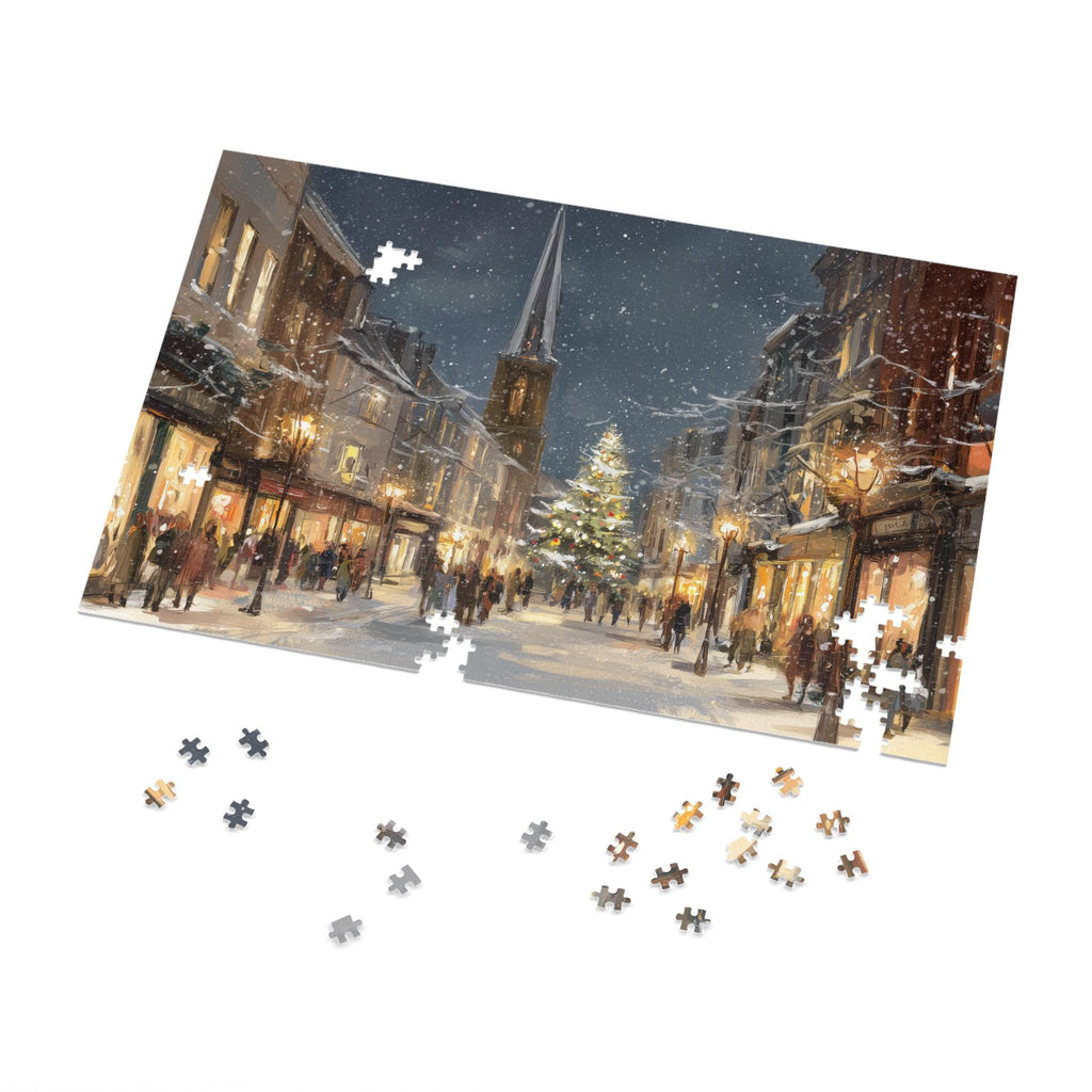 Burlington Vermont Christmas Puzzle, Personalized Gift Festive Market, Travel Keepsake, Family Holiday Souvenir