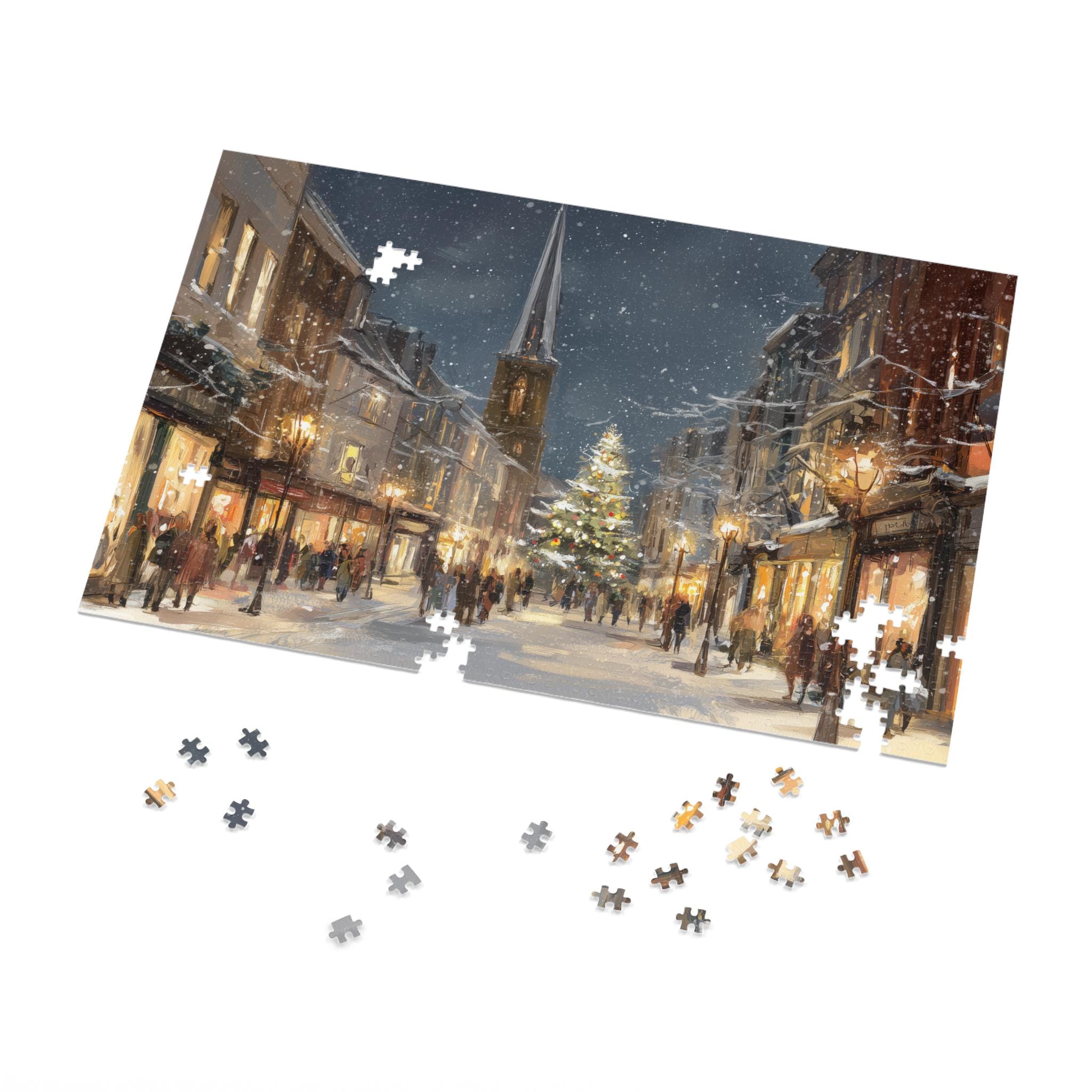 Burlington Vermont Christmas Puzzle, Personalized Gift Festive Market, Travel Keepsake, Family Holiday Souvenir