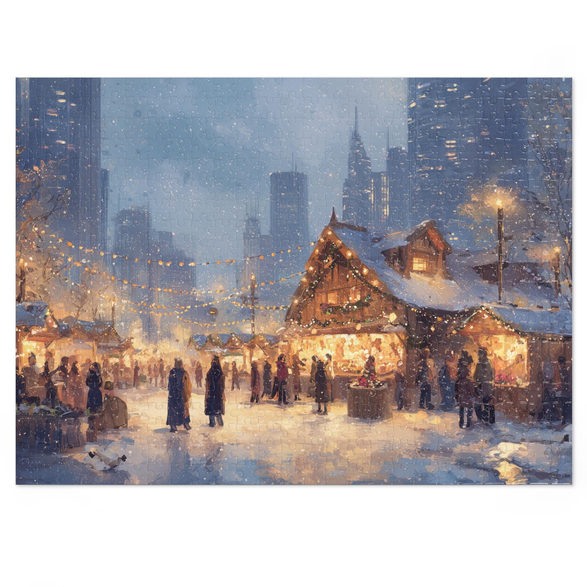 Chicago Illinois Christmas Puzzle, Personalized Gift Festive Market, Travel Keepsake, Family Holiday Souvenir