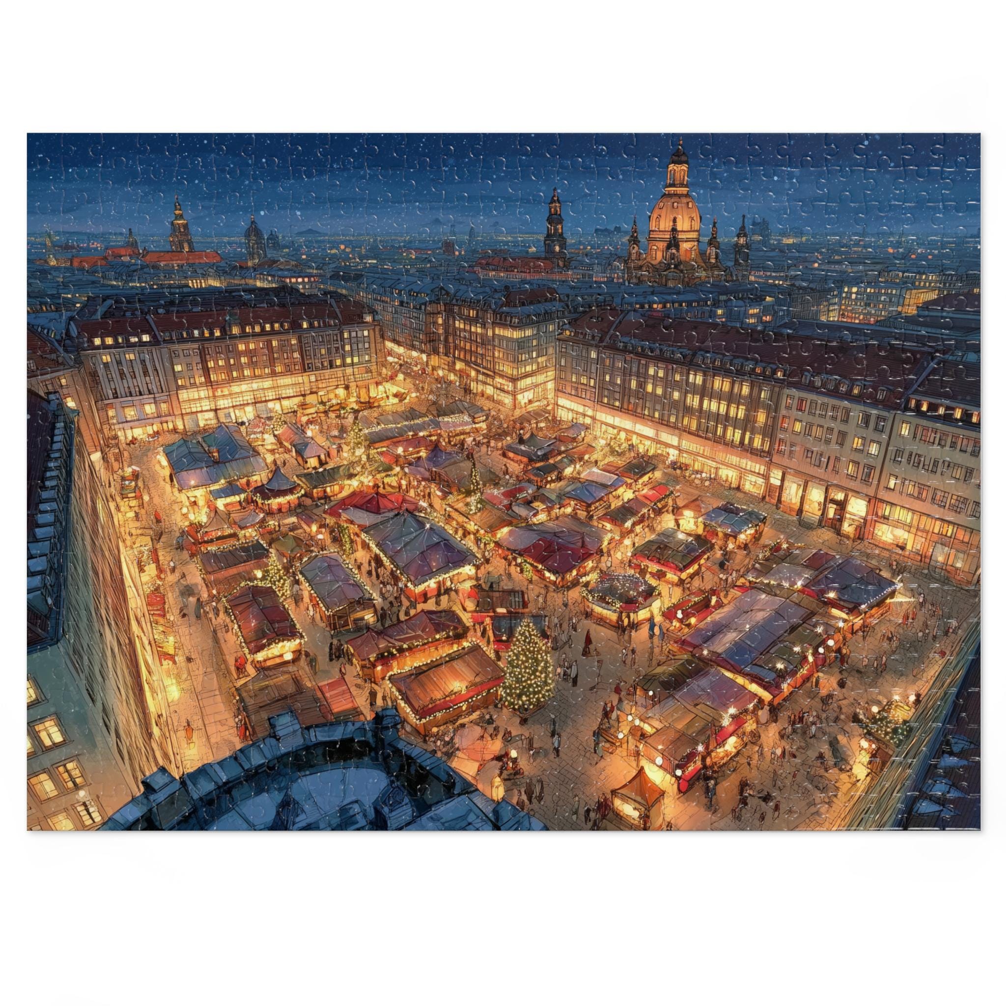 Dresdens Striezelmarkt Germany Christmas Puzzle, Personalized Gift Festive Market, Travel Keepsake, Family Holiday Souvenir