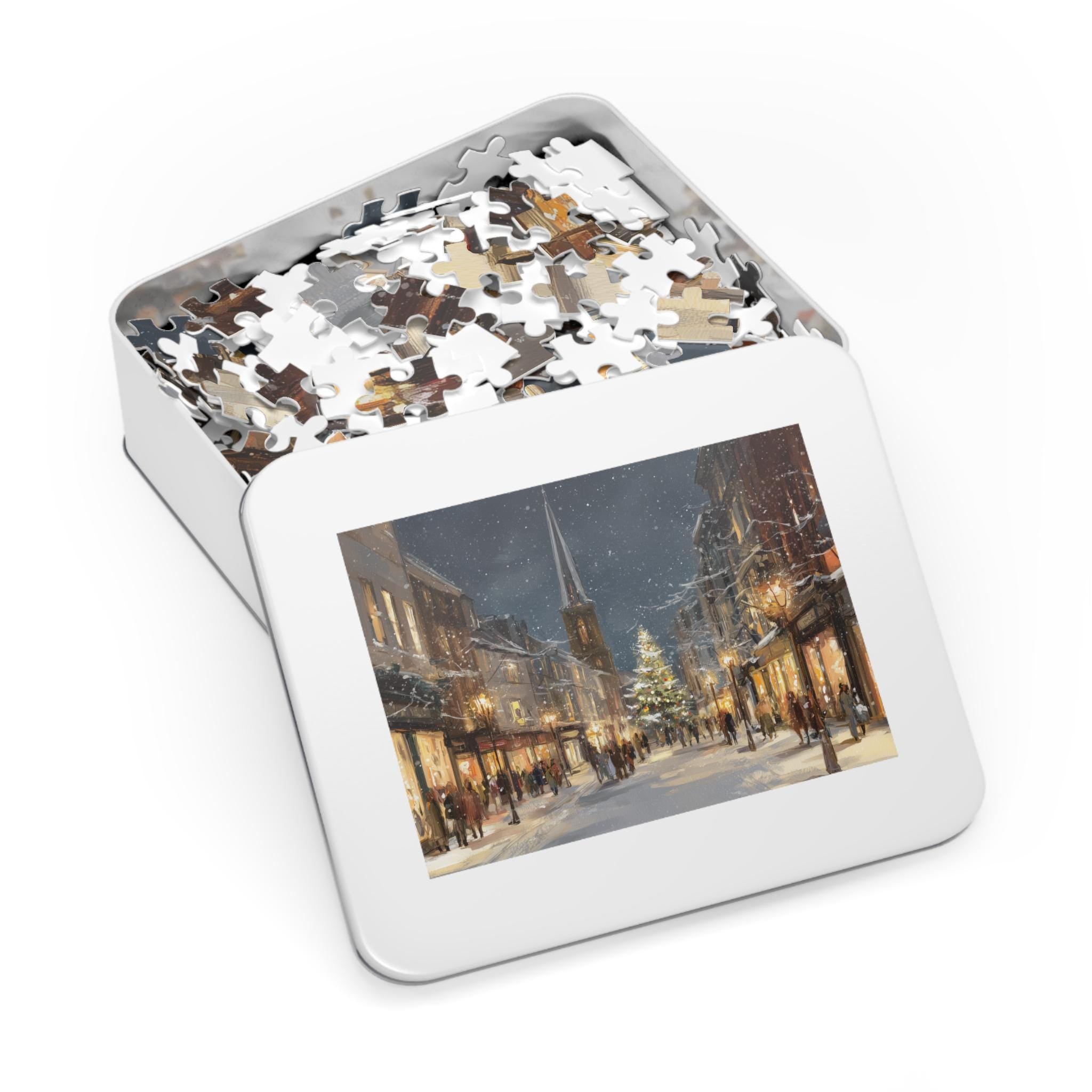 Burlington Vermont Christmas Puzzle, Personalized Gift Festive Market, Travel Keepsake, Family Holiday Souvenir