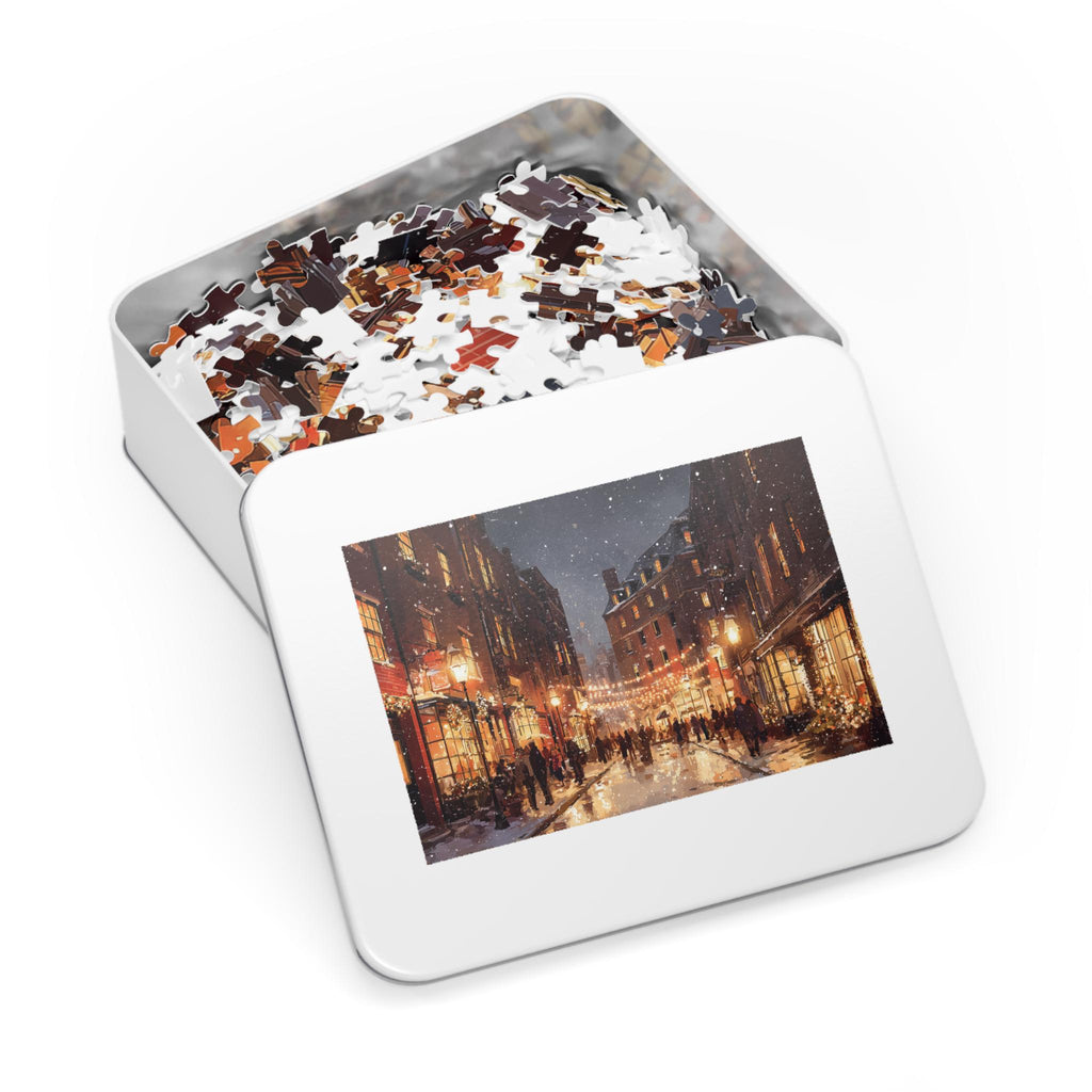 Boston Massachusetts Christmas Puzzle, Personalized Gift Festive Market, Travel Keepsake, Family Holiday Souvenir
