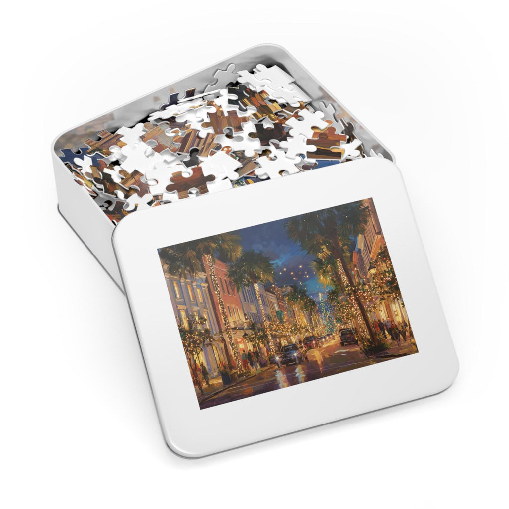 Charleston South Carolina Christmas Puzzle, Personalized Gift Festive Market, Travel Keepsake, Family Holiday Souvenir