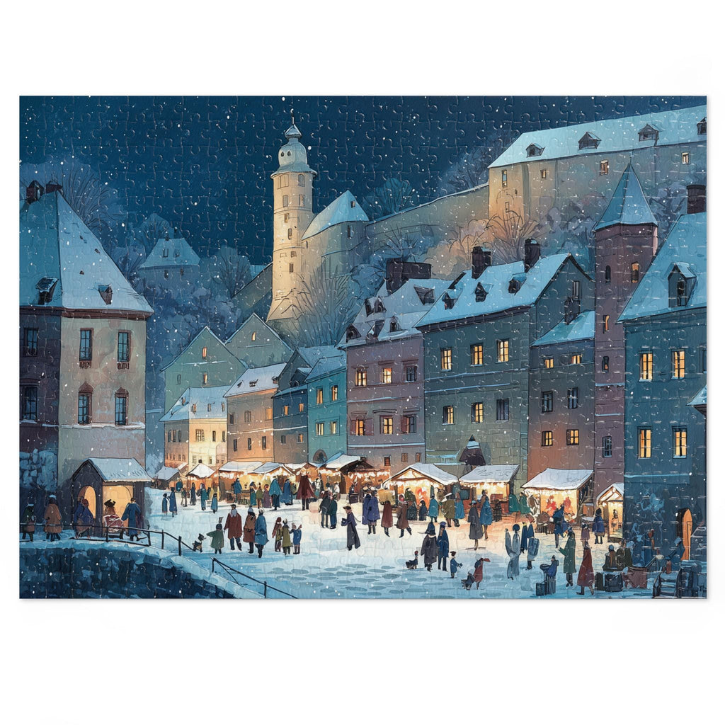 Cesky Krumlov Czech Republic Christmas Puzzle, Personalized Gift Festive Market, Travel Keepsake, Family Holiday Souvenir