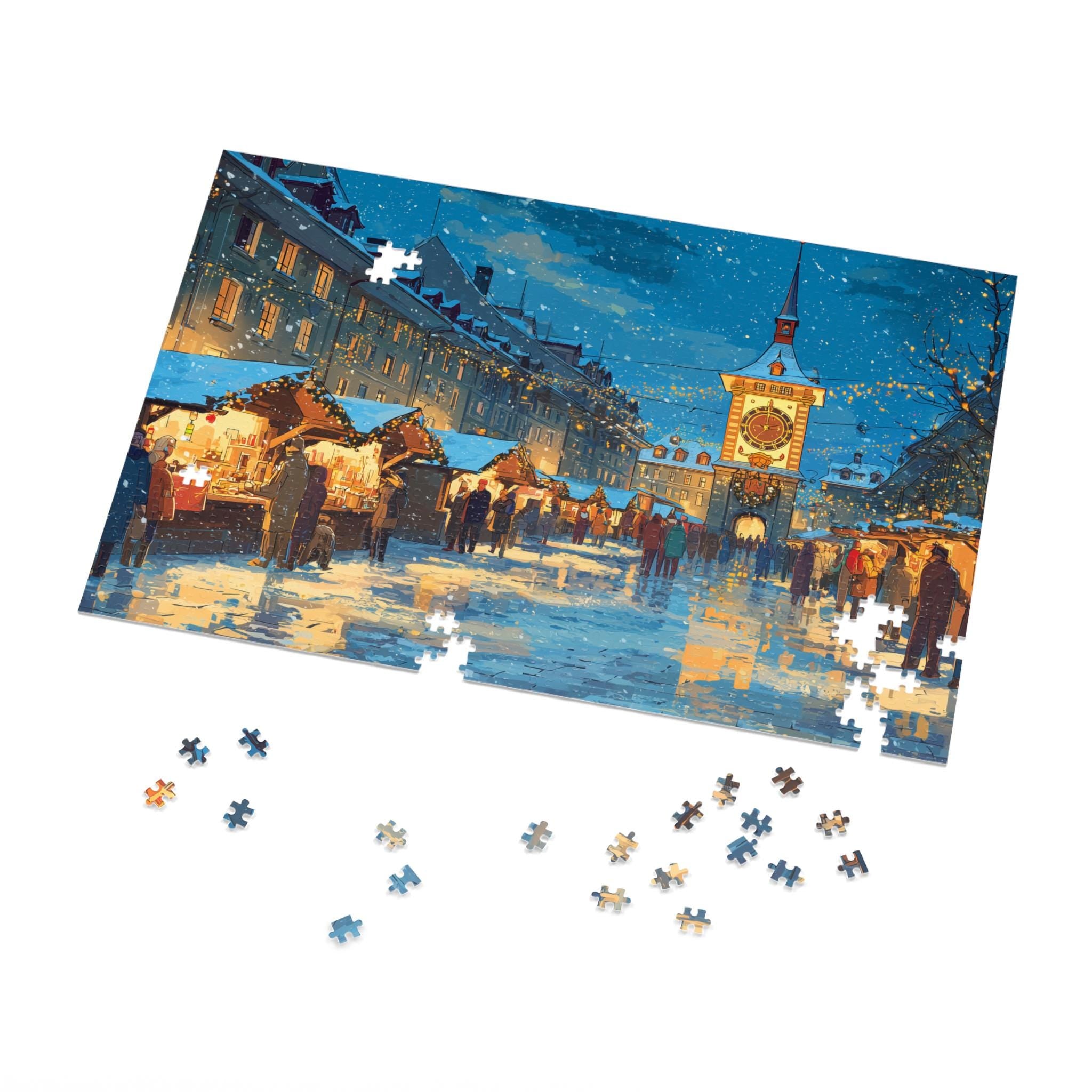 Bern Switzerland Christmas Puzzle, Personalized Gift Festive Market, Travel Keepsake, Family Holiday Souvenir