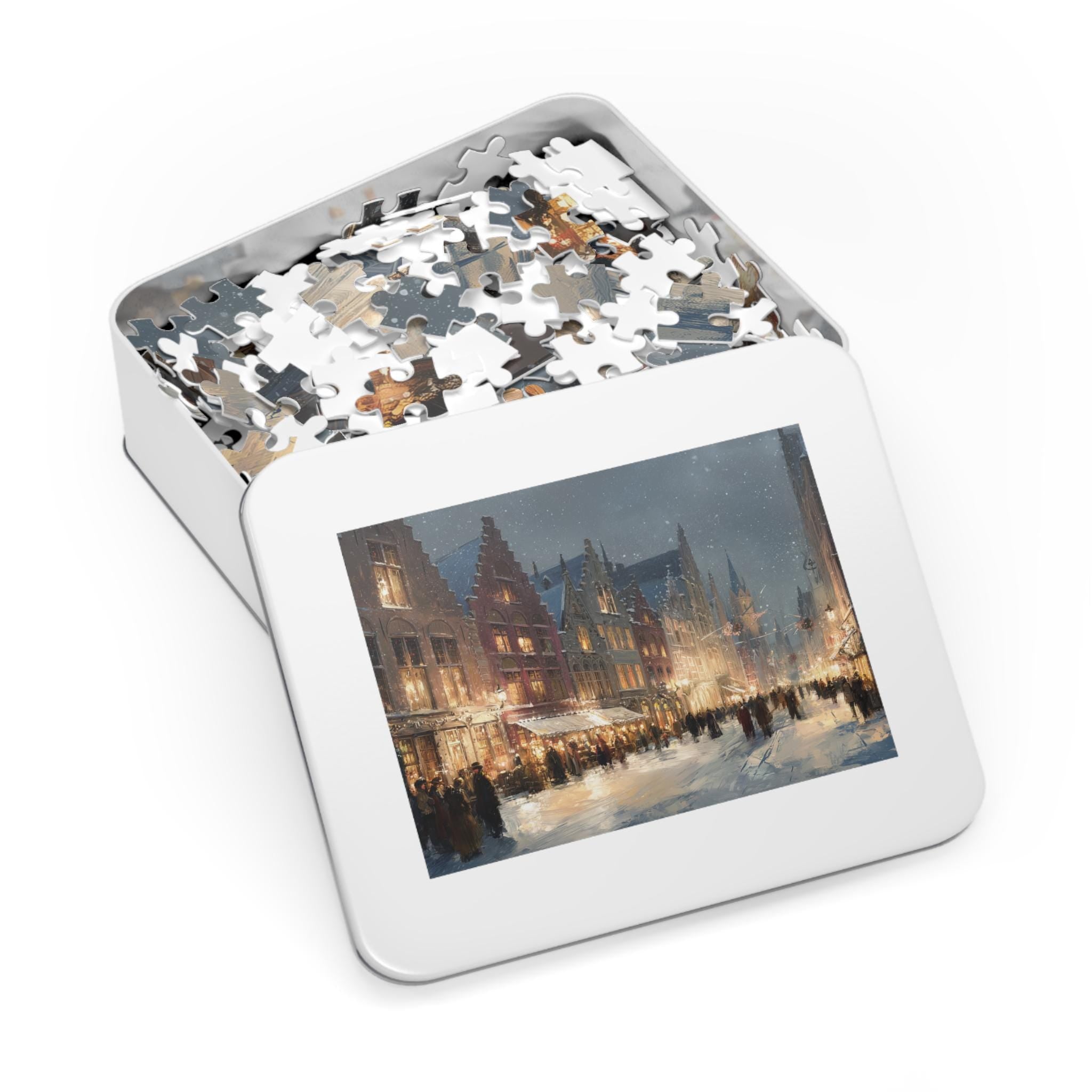 Bruges Belgium Christmas Puzzle, Personalized Gift Festive Market, Travel Keepsake, Family Holiday Souvenir