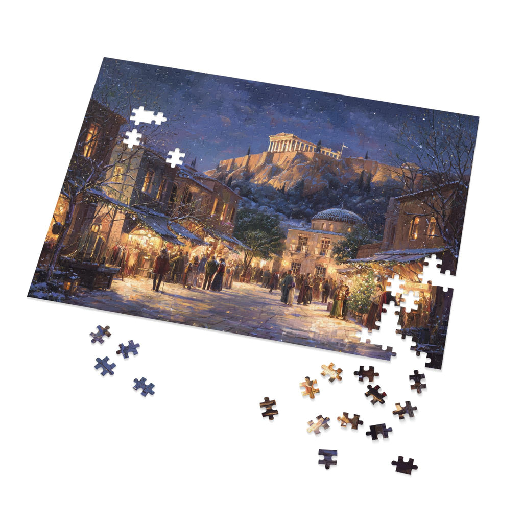 Athens Greece Christmas Puzzle, Personalized Gift Festive Market, Travel Keepsake, Family Holiday Souvenir