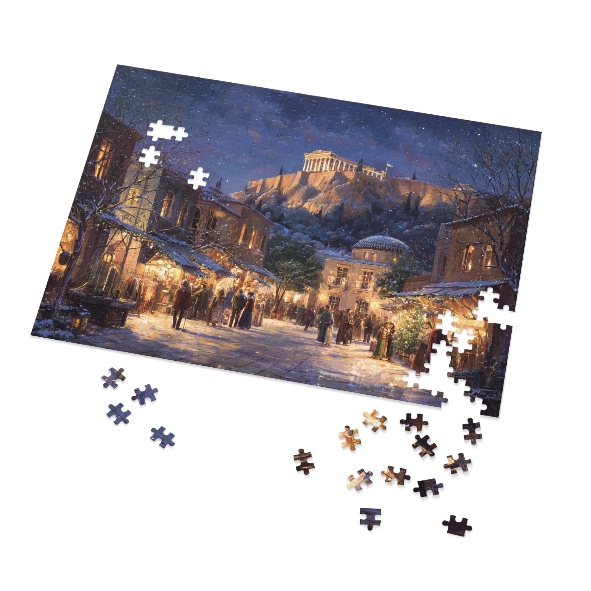Athens Greece Christmas Puzzle, Personalized Gift Festive Market, Travel Keepsake, Family Holiday Souvenir