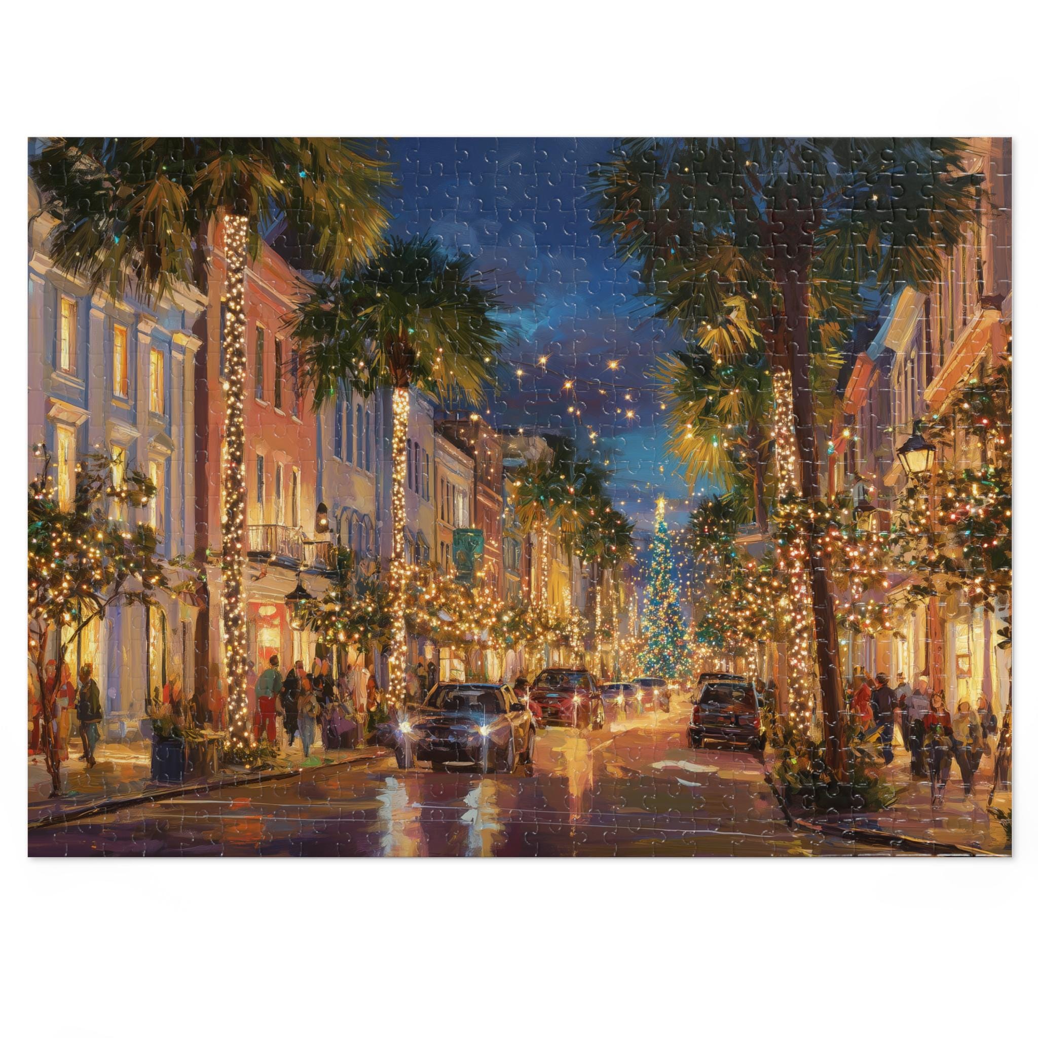 Charleston South Carolina Christmas Puzzle, Personalized Gift Festive Market, Travel Keepsake, Family Holiday Souvenir