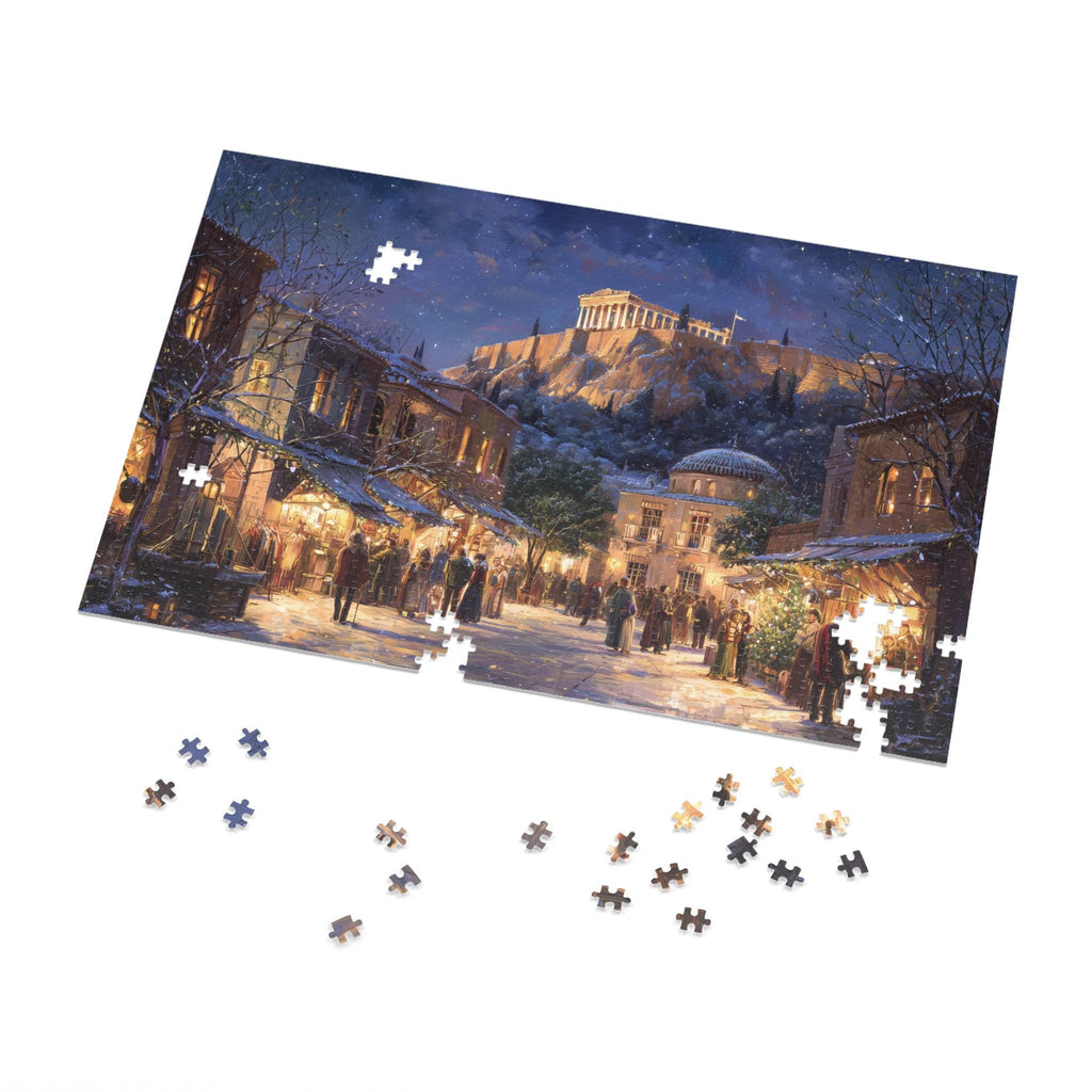 Athens Greece Christmas Puzzle, Personalized Gift Festive Market, Travel Keepsake, Family Holiday Souvenir