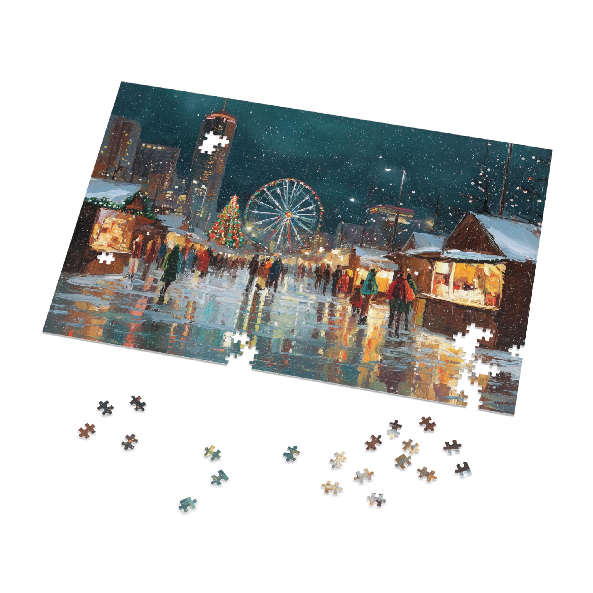 Atlanta Georgia Christmas Puzzle, Personalized Gift Festive Market, Travel Keepsake, Family Holiday Souvenir