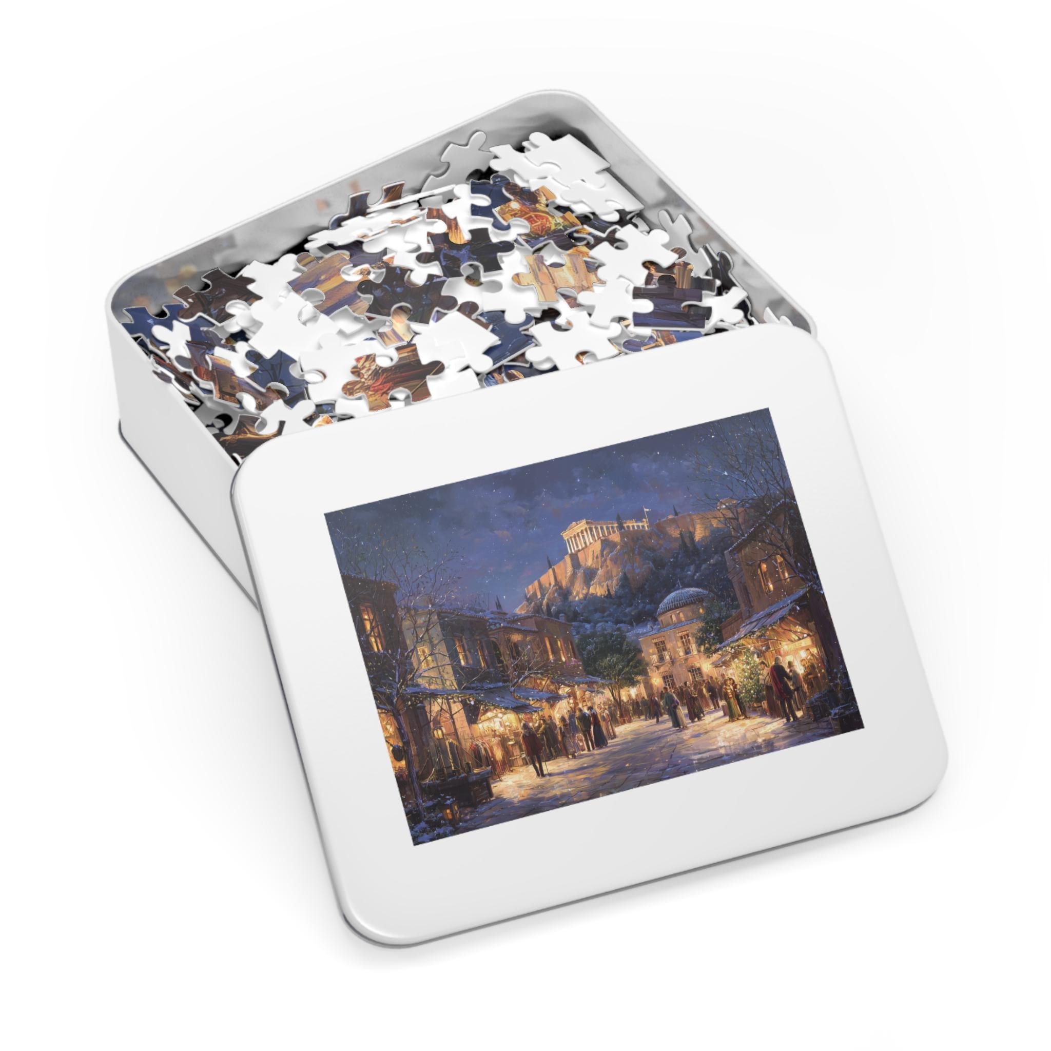 Athens Greece Christmas Puzzle, Personalized Gift Festive Market, Travel Keepsake, Family Holiday Souvenir