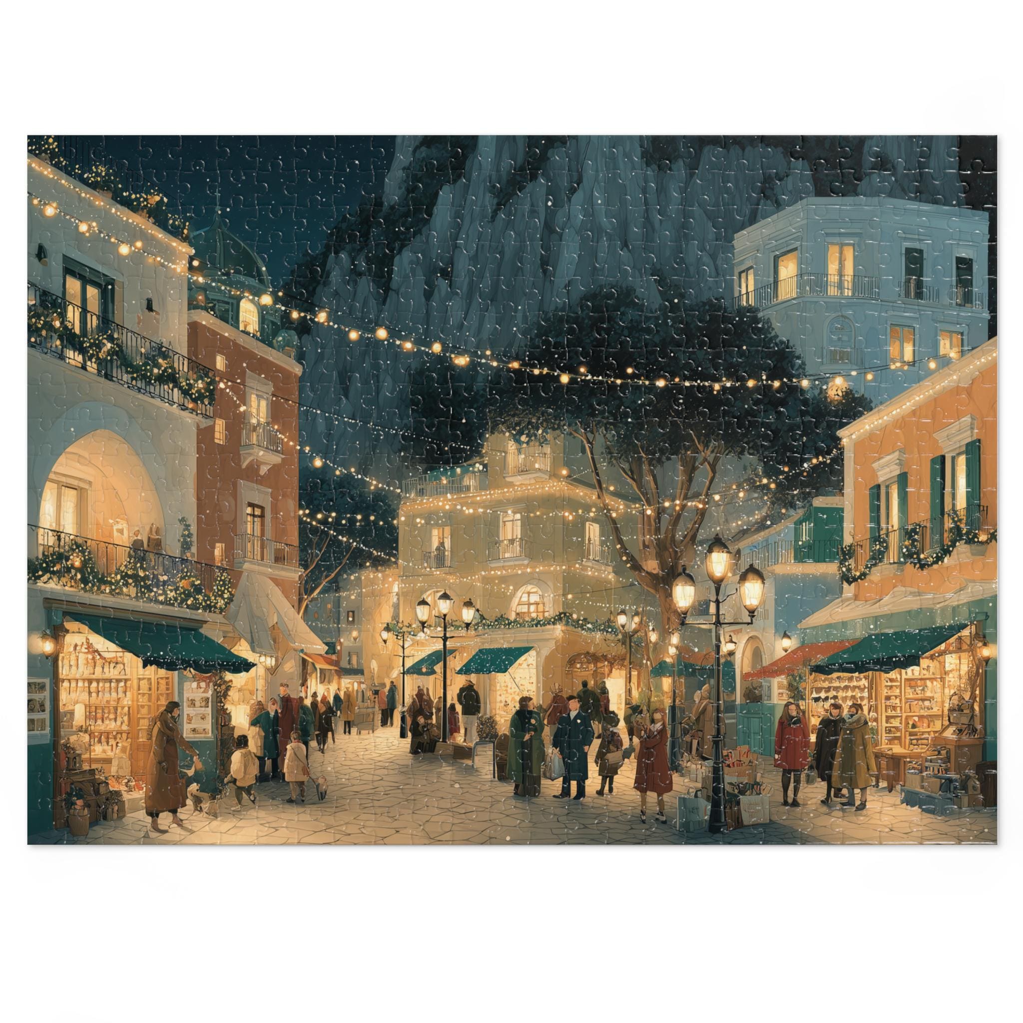 Capri Italy Christmas Puzzle, Personalized Gift Festive Market, Travel Keepsake, Family Holiday Souvenir