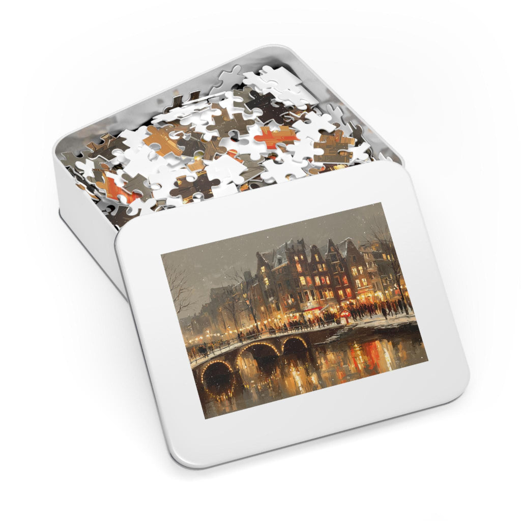 Amsterdam Netherlands Christmas Puzzle, Personalized Gift Festive Market, Travel Keepsake, Family Holiday Souvenir