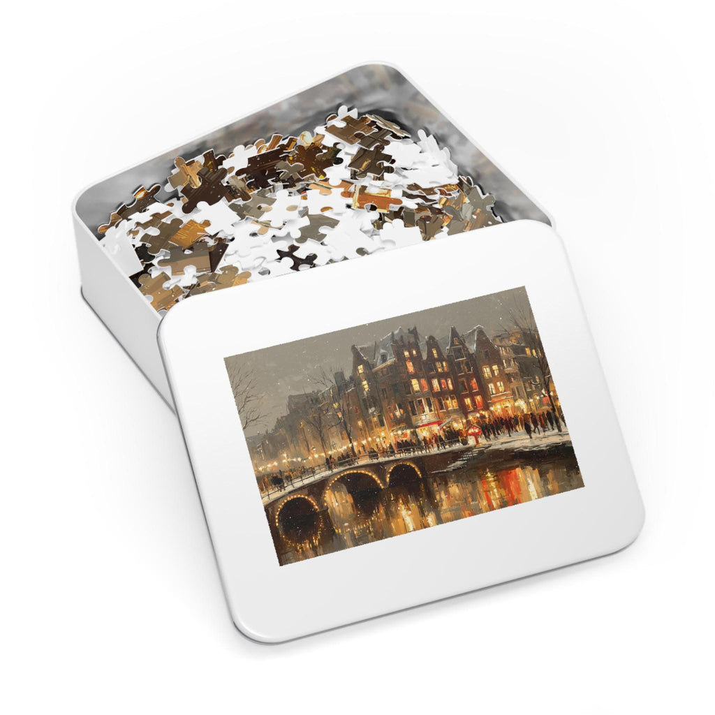 Amsterdam Netherlands Christmas Puzzle, Personalized Gift Festive Market, Travel Keepsake, Family Holiday Souvenir