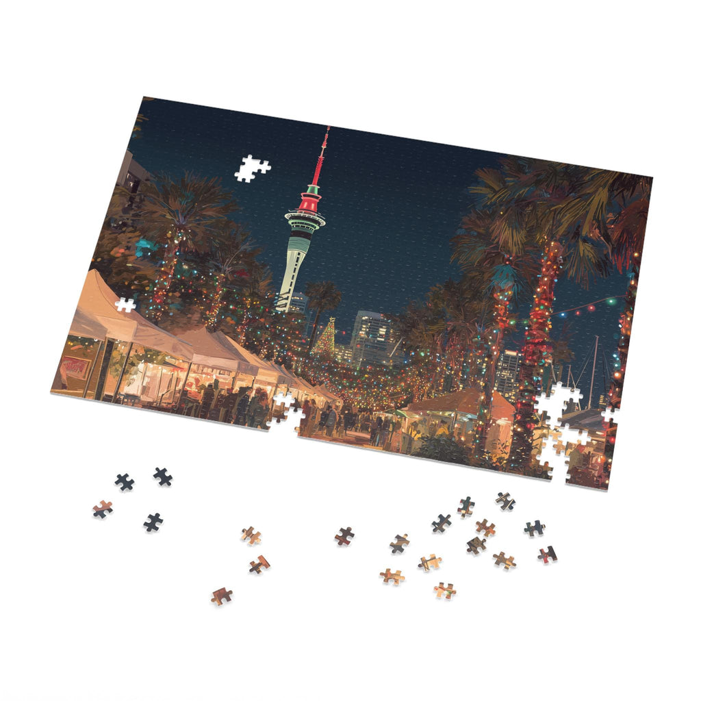 Auckland New Zealand Christmas Puzzle, Personalized Gift Festive Market, Travel Keepsake, Family Holiday Souvenir