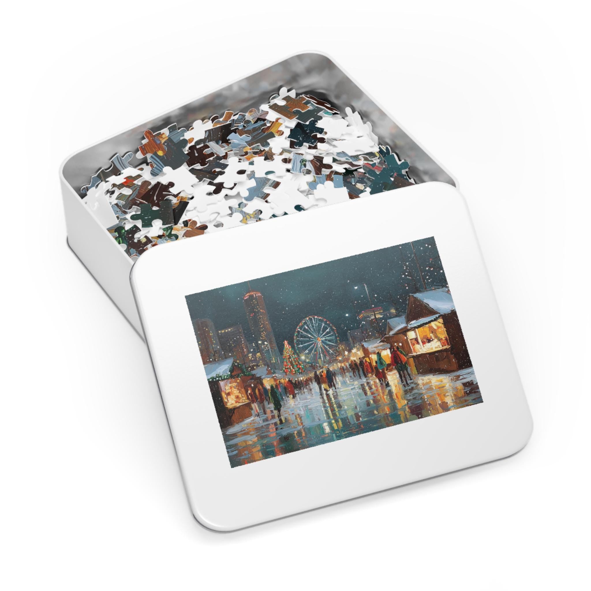 Atlanta Georgia Christmas Puzzle, Personalized Gift Festive Market, Travel Keepsake, Family Holiday Souvenir
