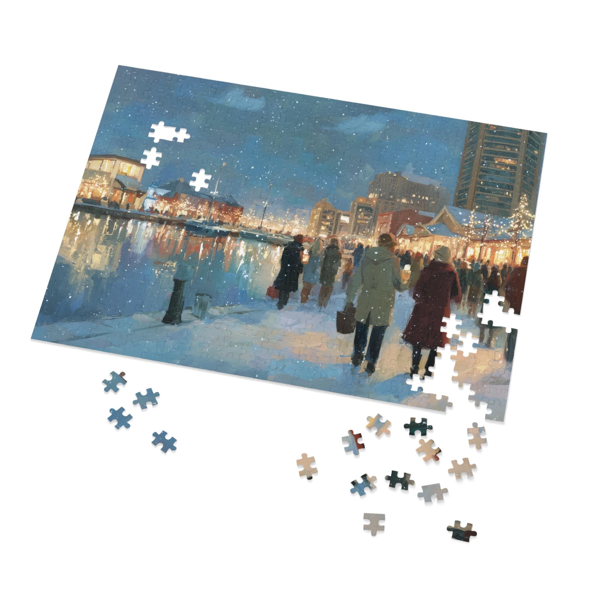 Baltimore Maryland Christmas Puzzle, Personalized Gift Festive Market, Travel Keepsake, Family Holiday Souvenir