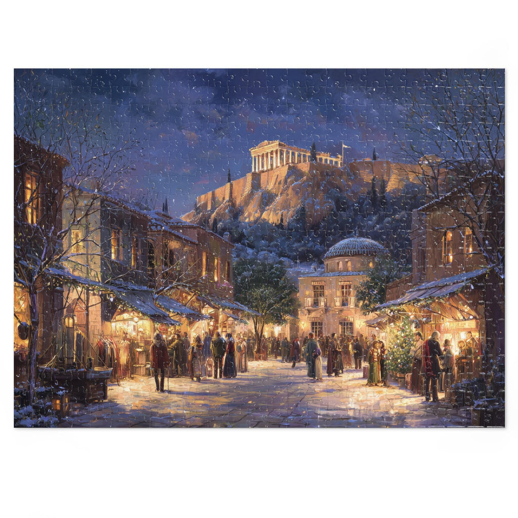 Athens Greece Christmas Puzzle, Personalized Gift Festive Market, Travel Keepsake, Family Holiday Souvenir