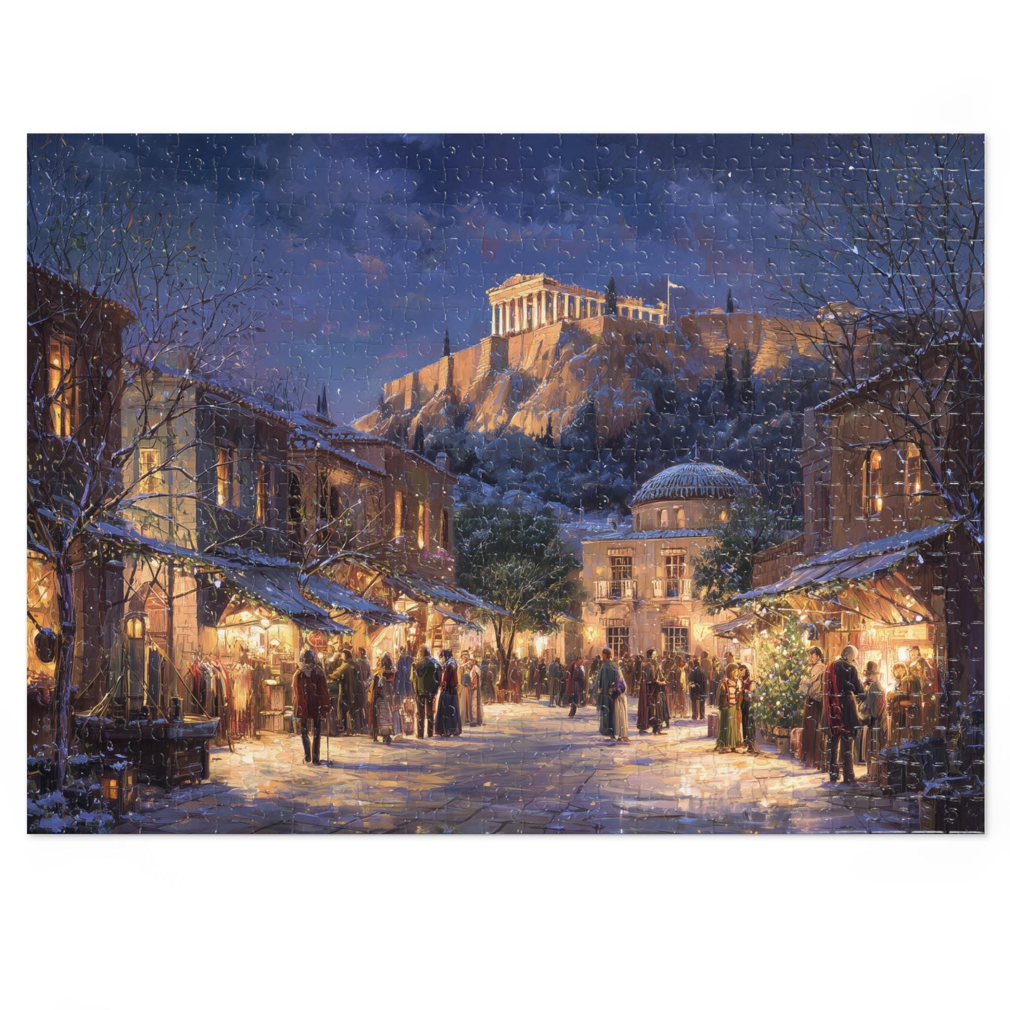 Athens Greece Christmas Puzzle, Personalized Gift Festive Market, Travel Keepsake, Family Holiday Souvenir